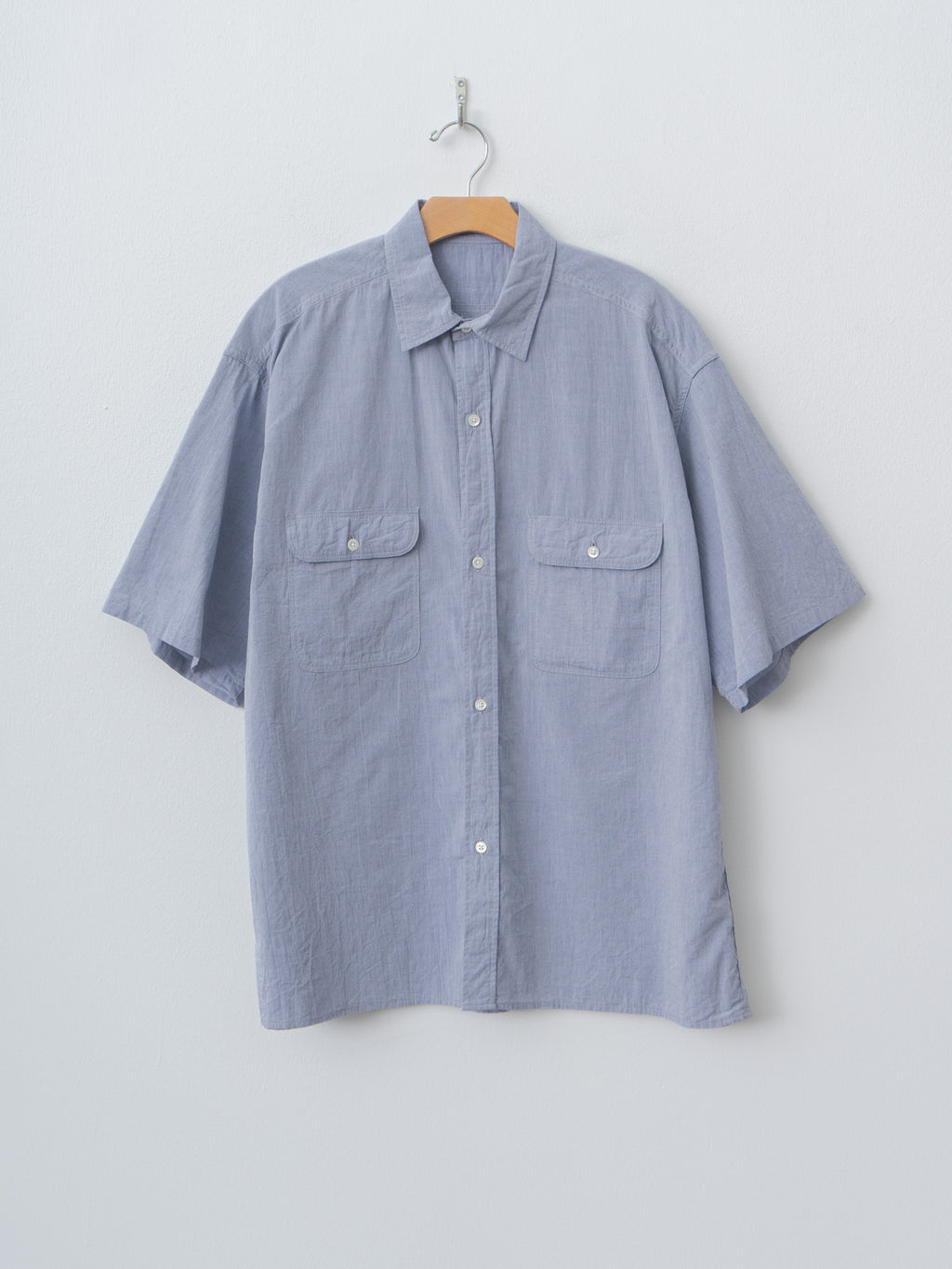 Namu Shop - Blurhms Hard Twist Chambray S/S Work Shirt - Saxe Blue