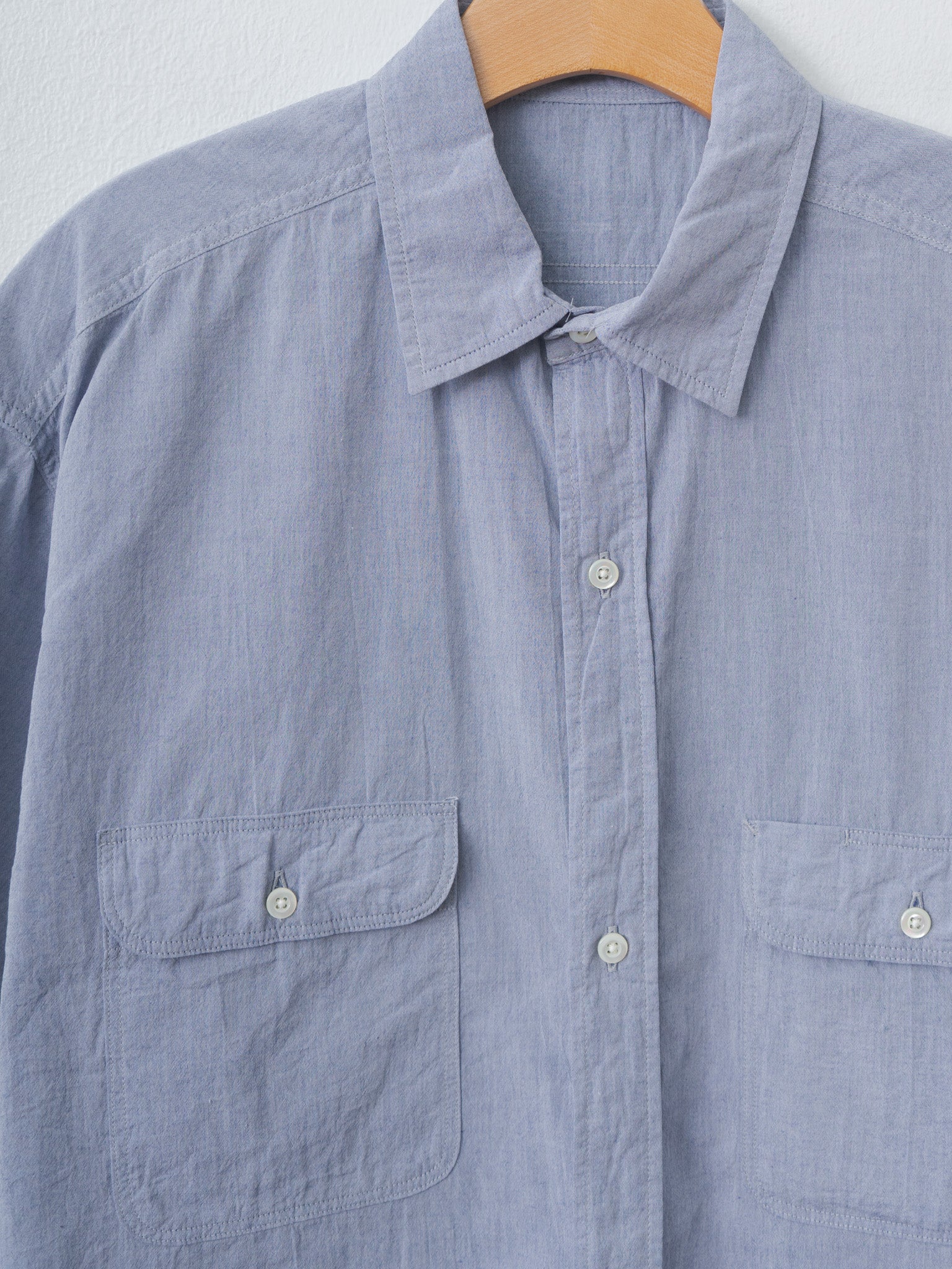 Namu Shop - Blurhms Hard Twist Chambray S/S Work Shirt - Saxe Blue