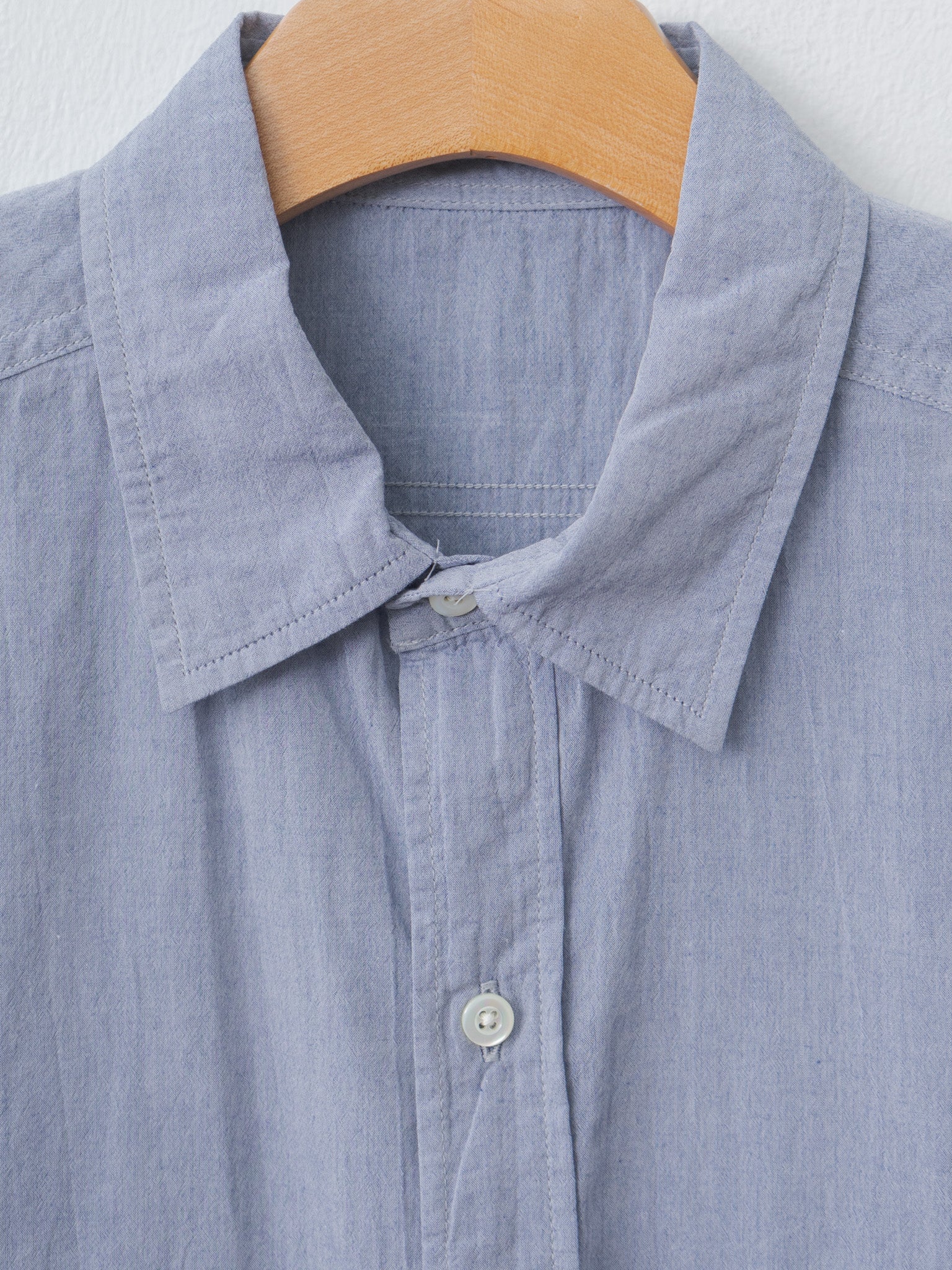 Namu Shop - Blurhms Hard Twist Chambray S/S Work Shirt - Saxe Blue