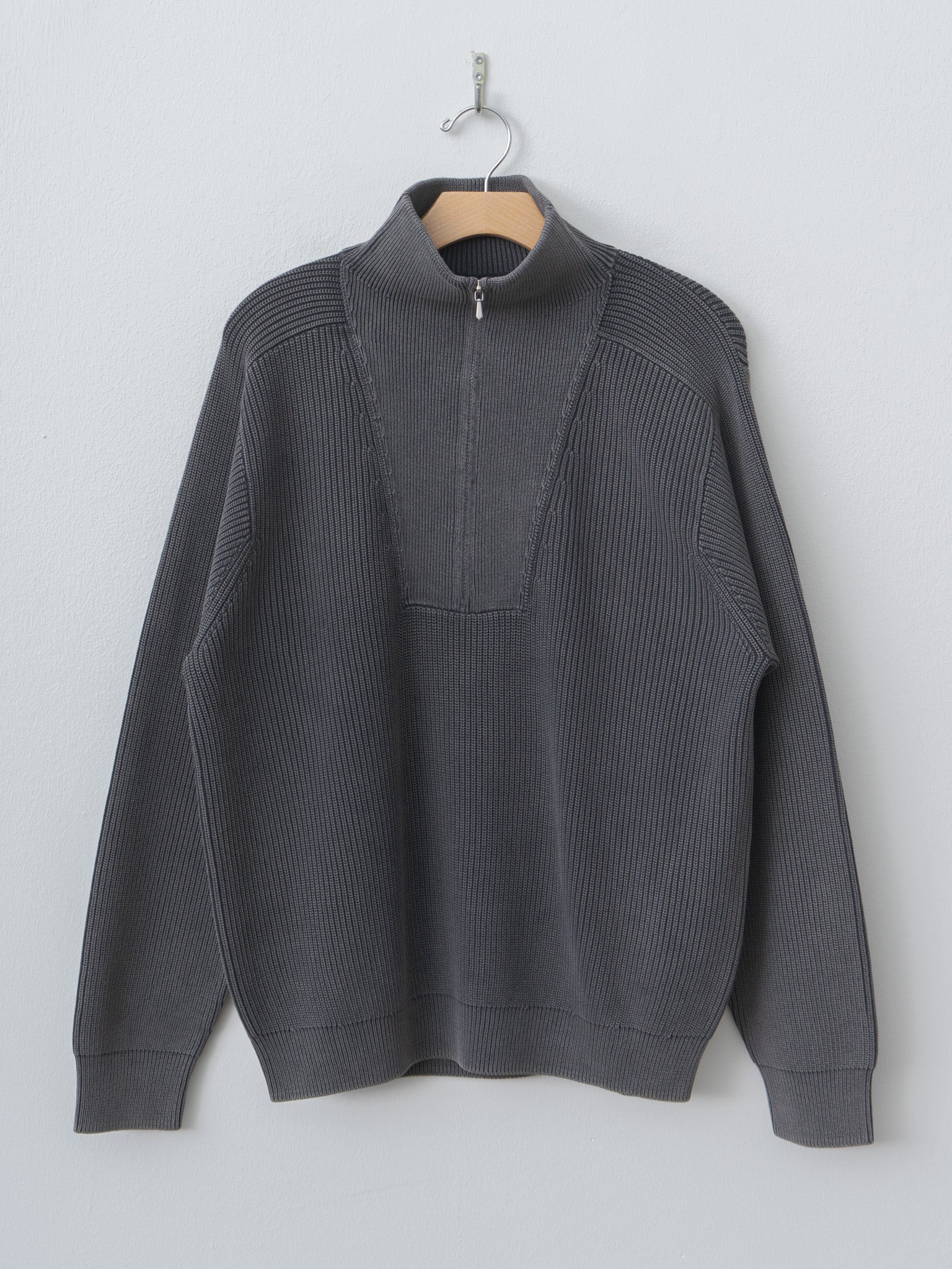 Namu Shop - Yleve Faded Stonewash KN Zip P/O - Faded Charcoal