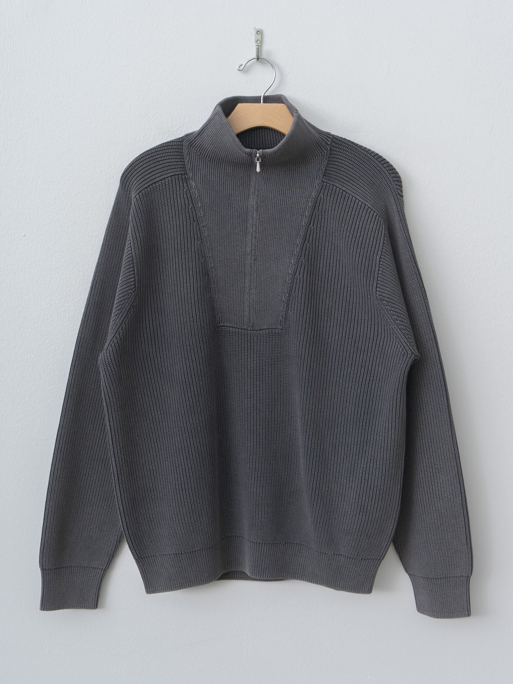 Namu Shop - Yleve Faded Stonewash KN Zip P/O - Faded Charcoal