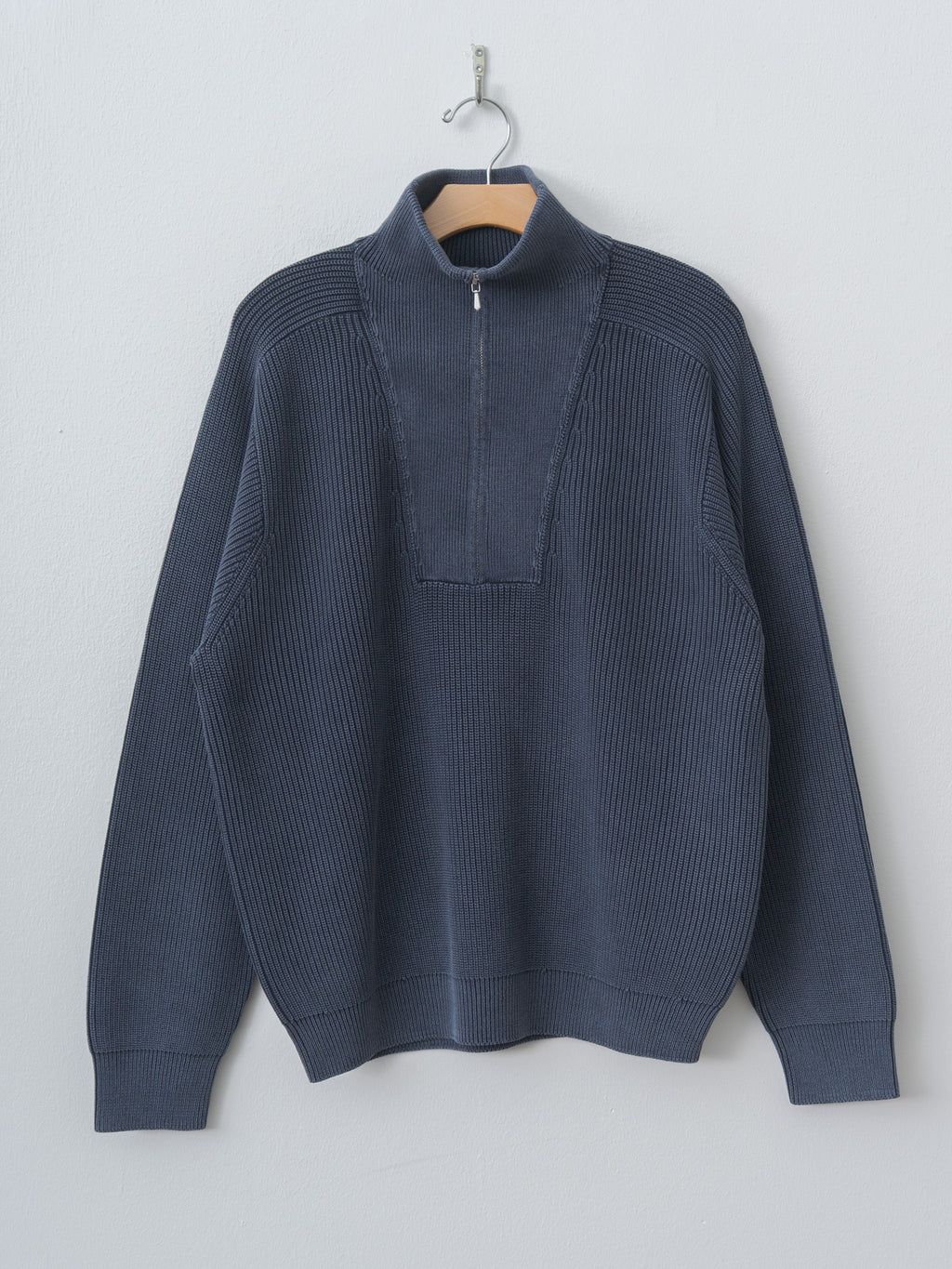 Namu Shop - Yleve Faded Stonewash KN Zip P/O - Faded Navy