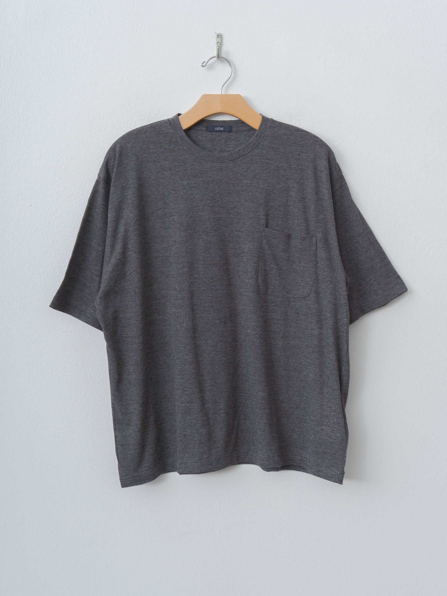 Namu Shop - Yleve T/C Slub Yarn Jersey Pocket T - Charcoal