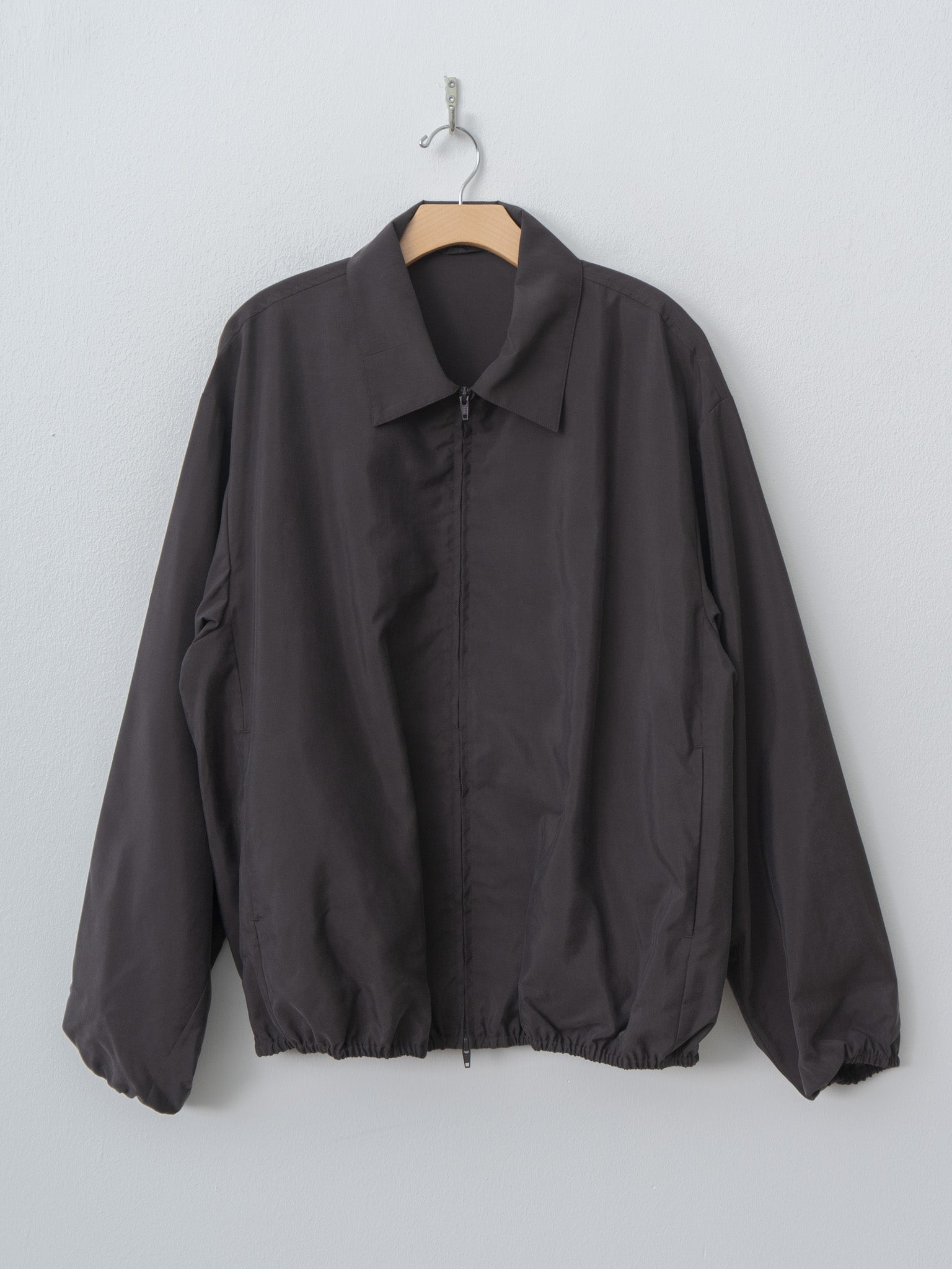 Namu Shop - ssstein Silk Nylon Collared Zip Jacket - Charcoal Brown