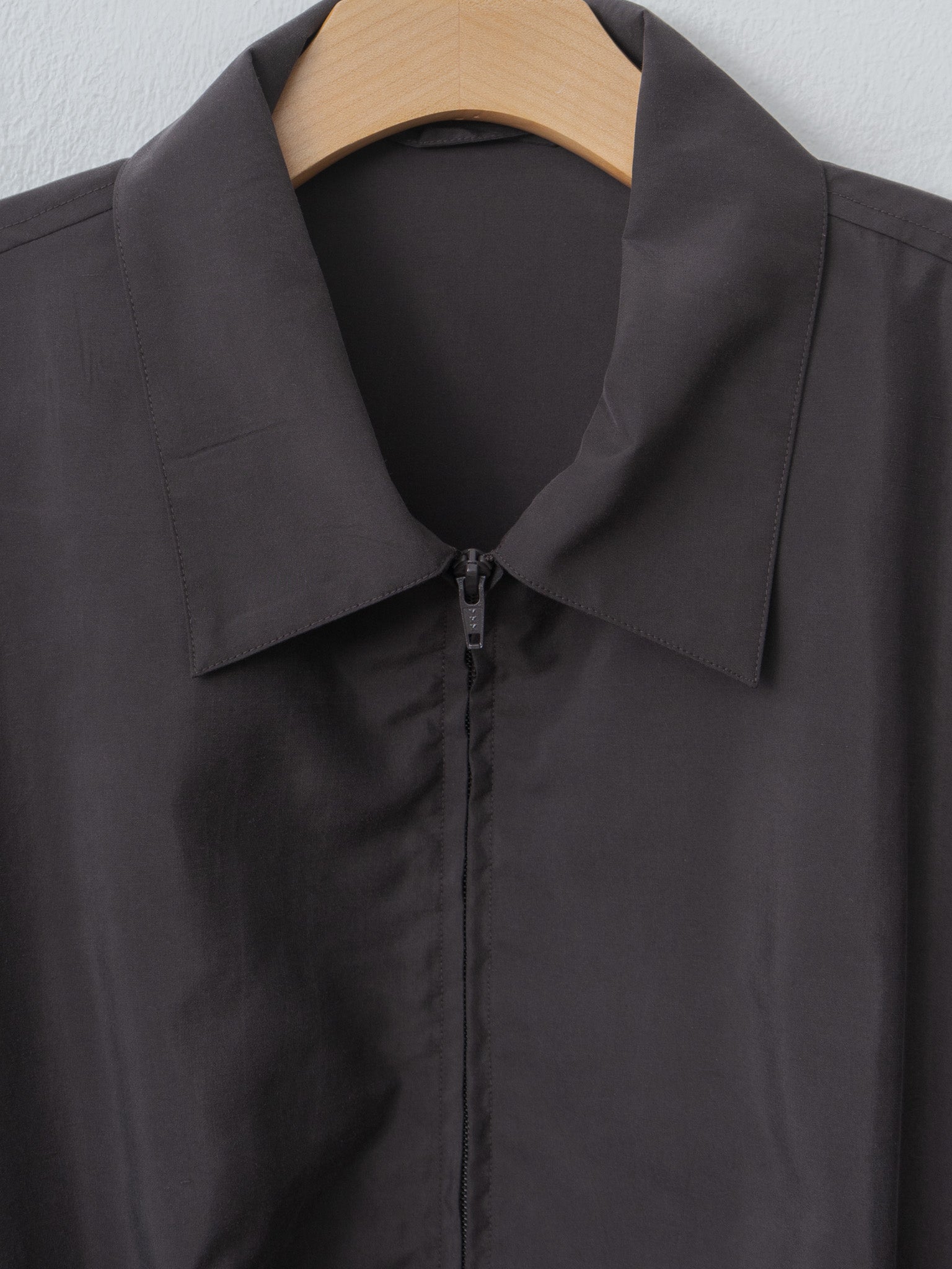 Namu Shop - ssstein Silk Nylon Collared Zip Jacket - Charcoal Brown