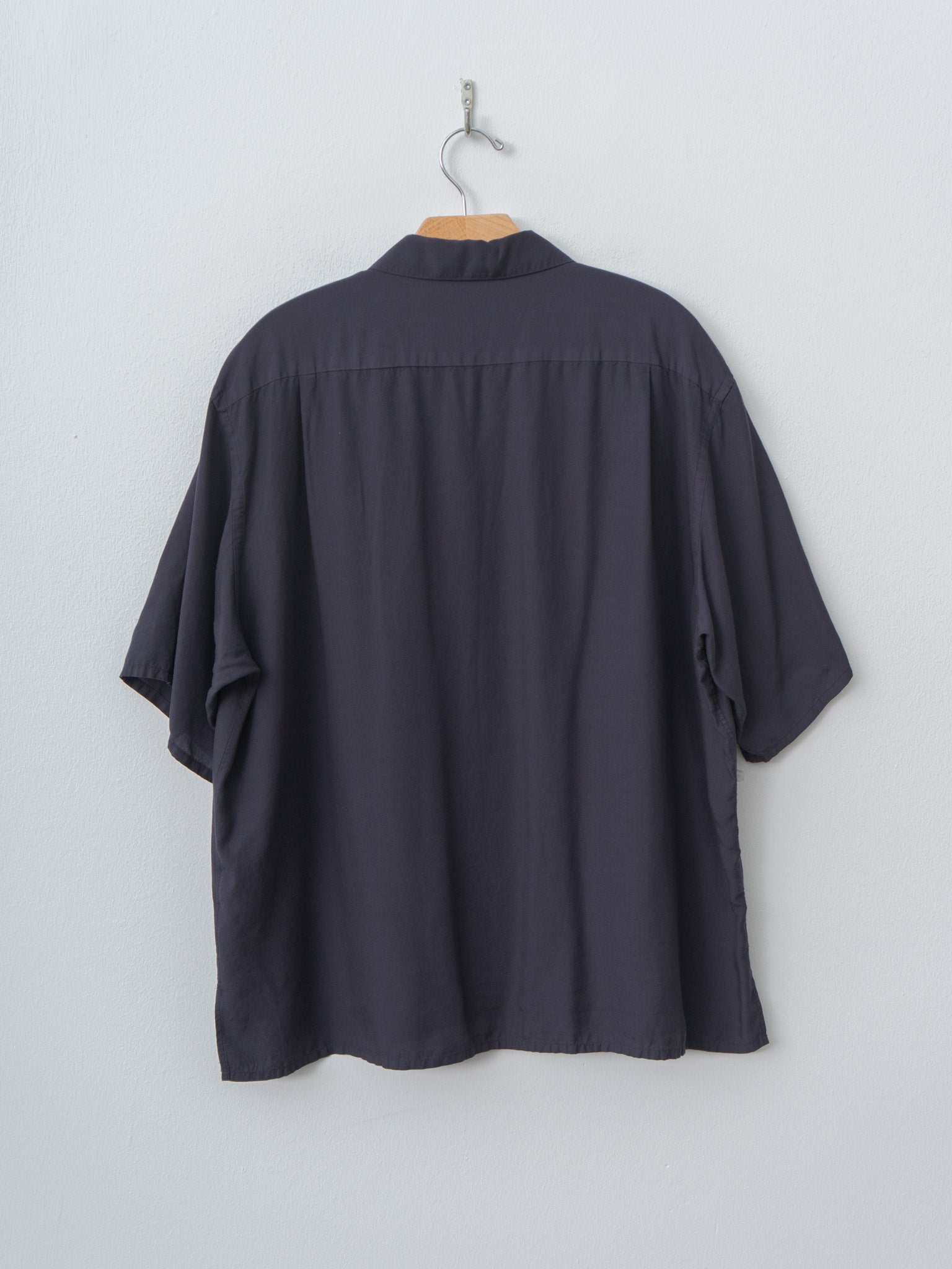 Namu Shop - Y Tencel Poplin Open Collar SH - Navy