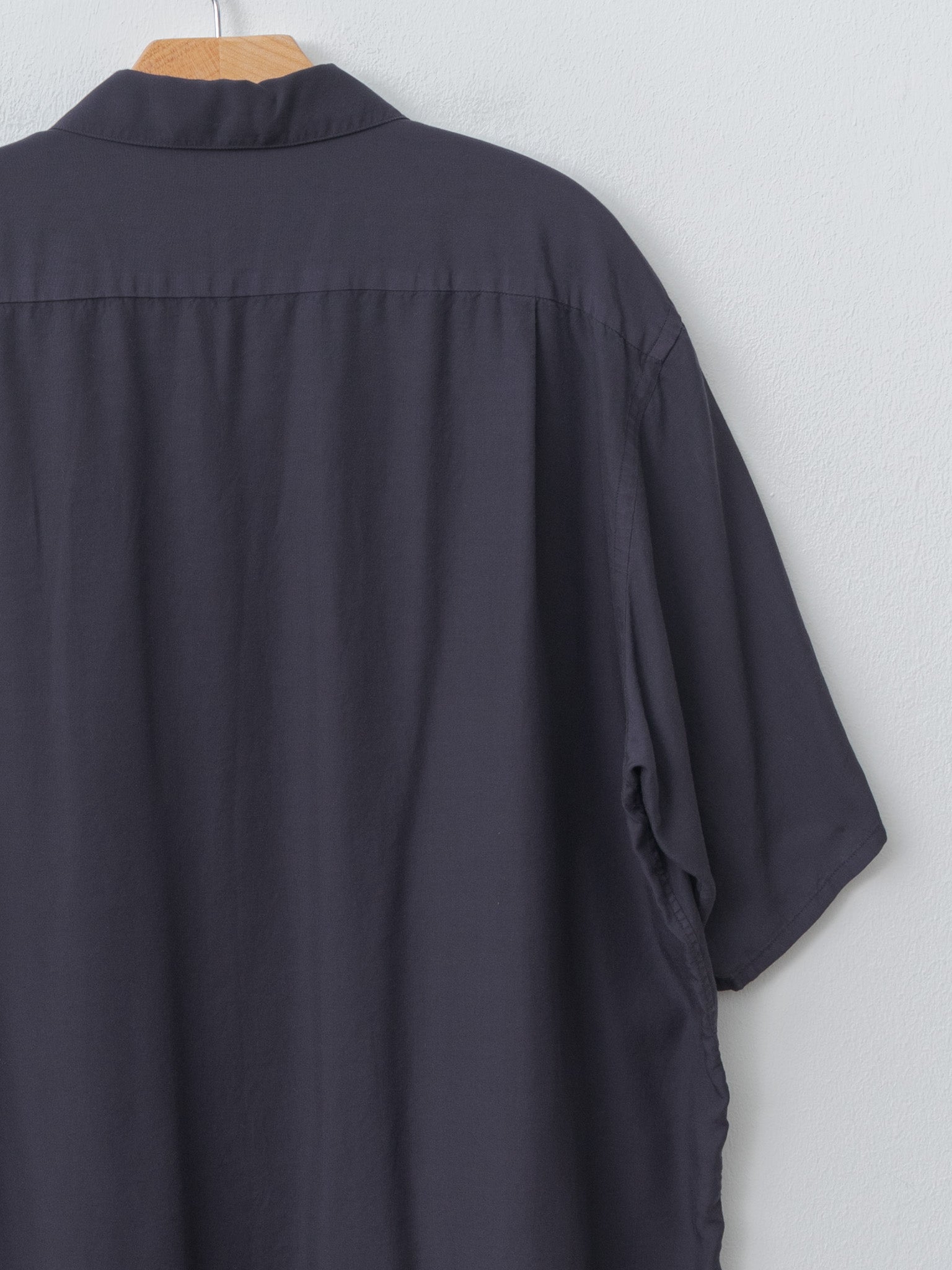 Namu Shop - Y Tencel Poplin Open Collar SH - Navy