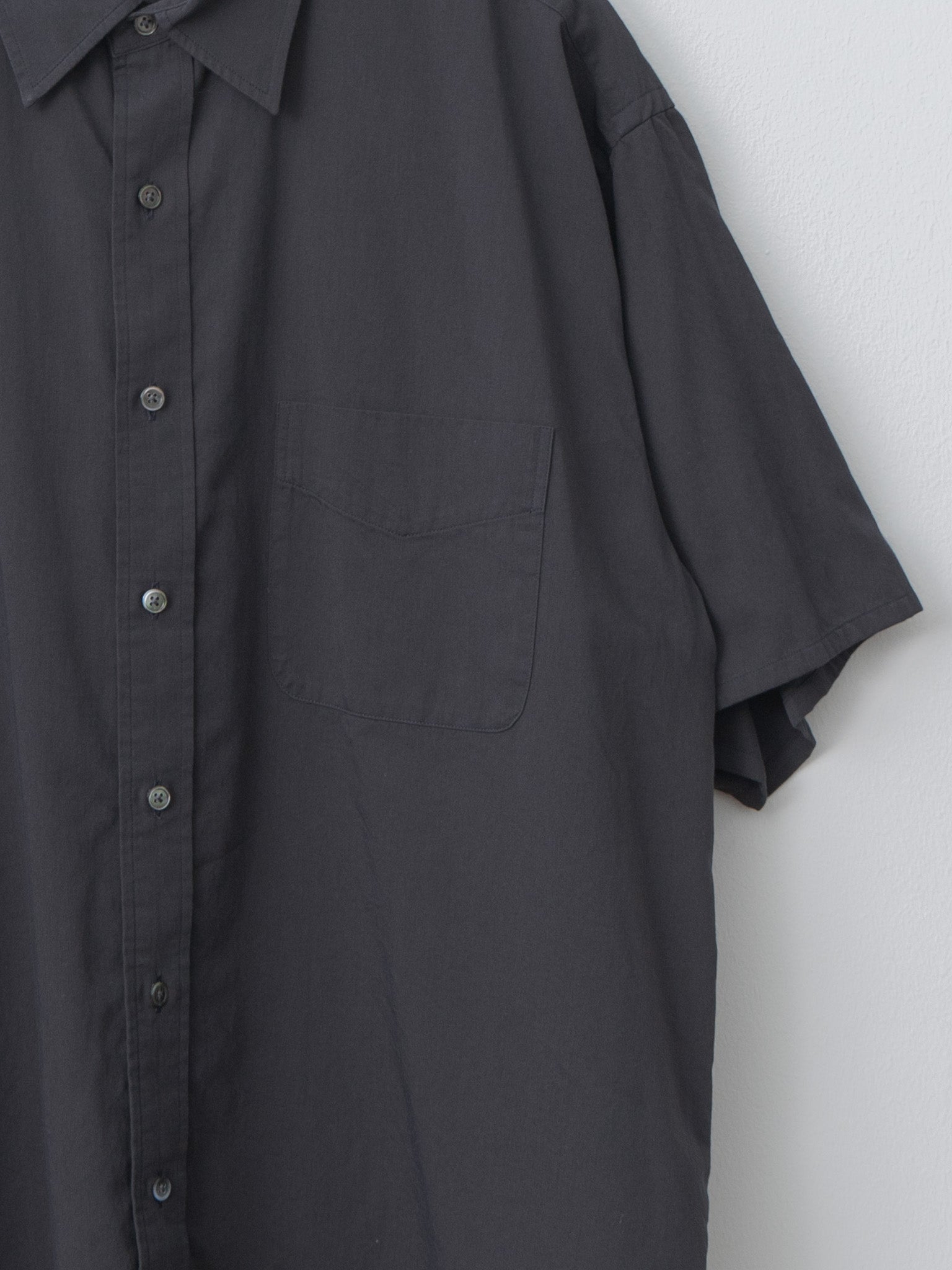 Namu Shop - Y Organic Cotton Washer Satin Short Sleeve SH - Navy