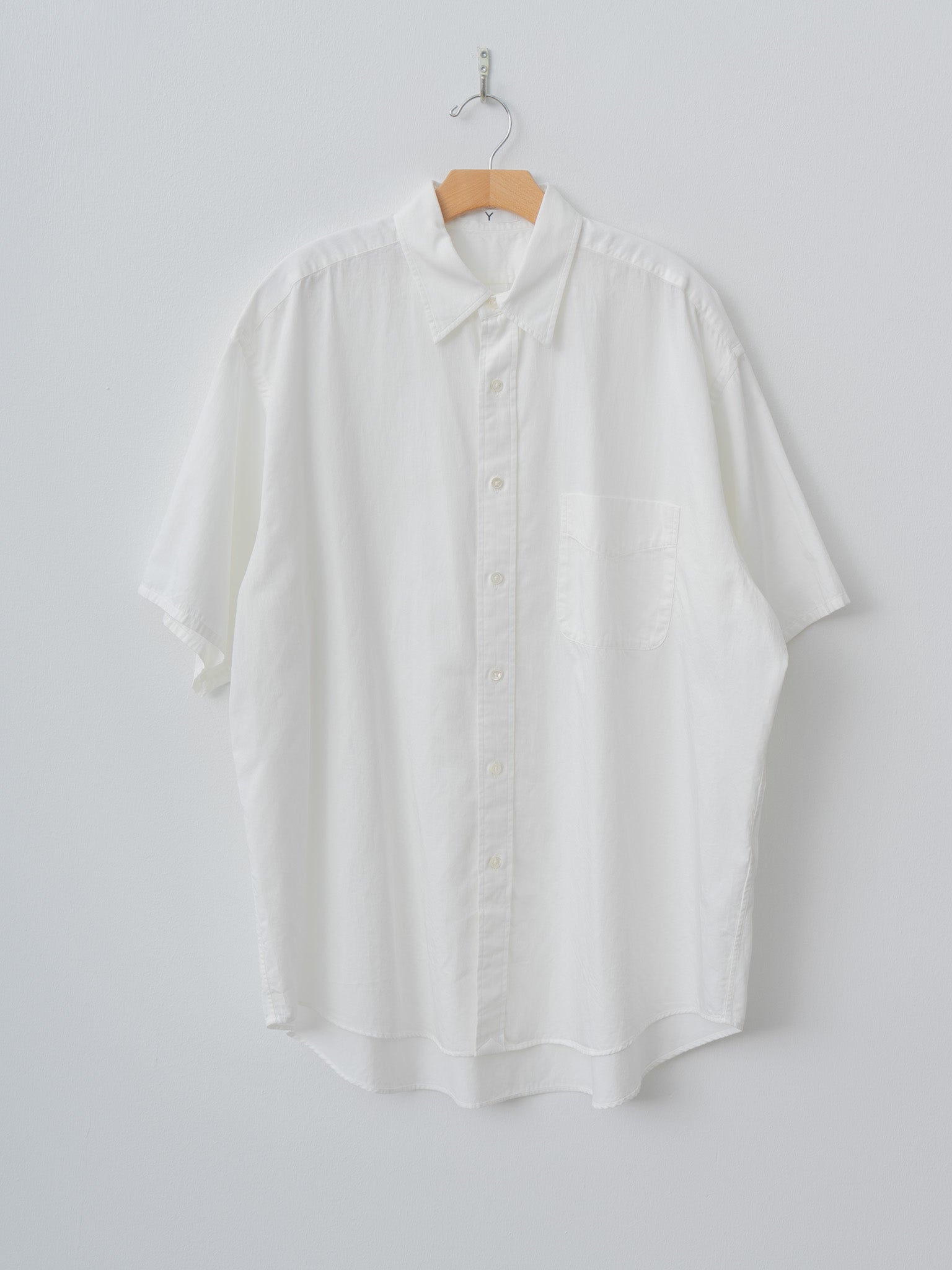 Namu Shop - Y Organic Cotton Washer Satin Short Sleeve SH - White