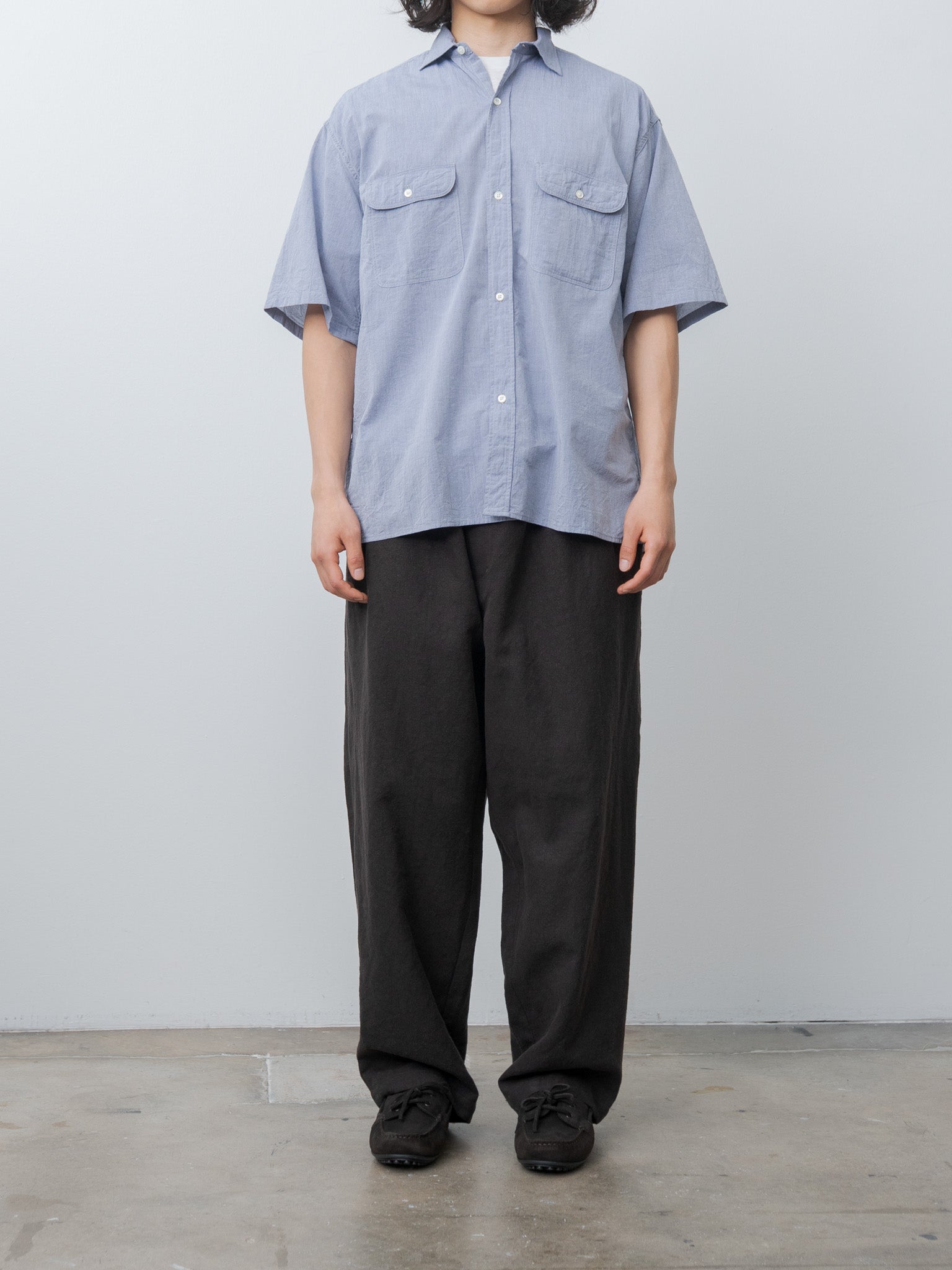Namu Shop - Blurhms Hard Twist Chambray S/S Work Shirt - Saxe Blue