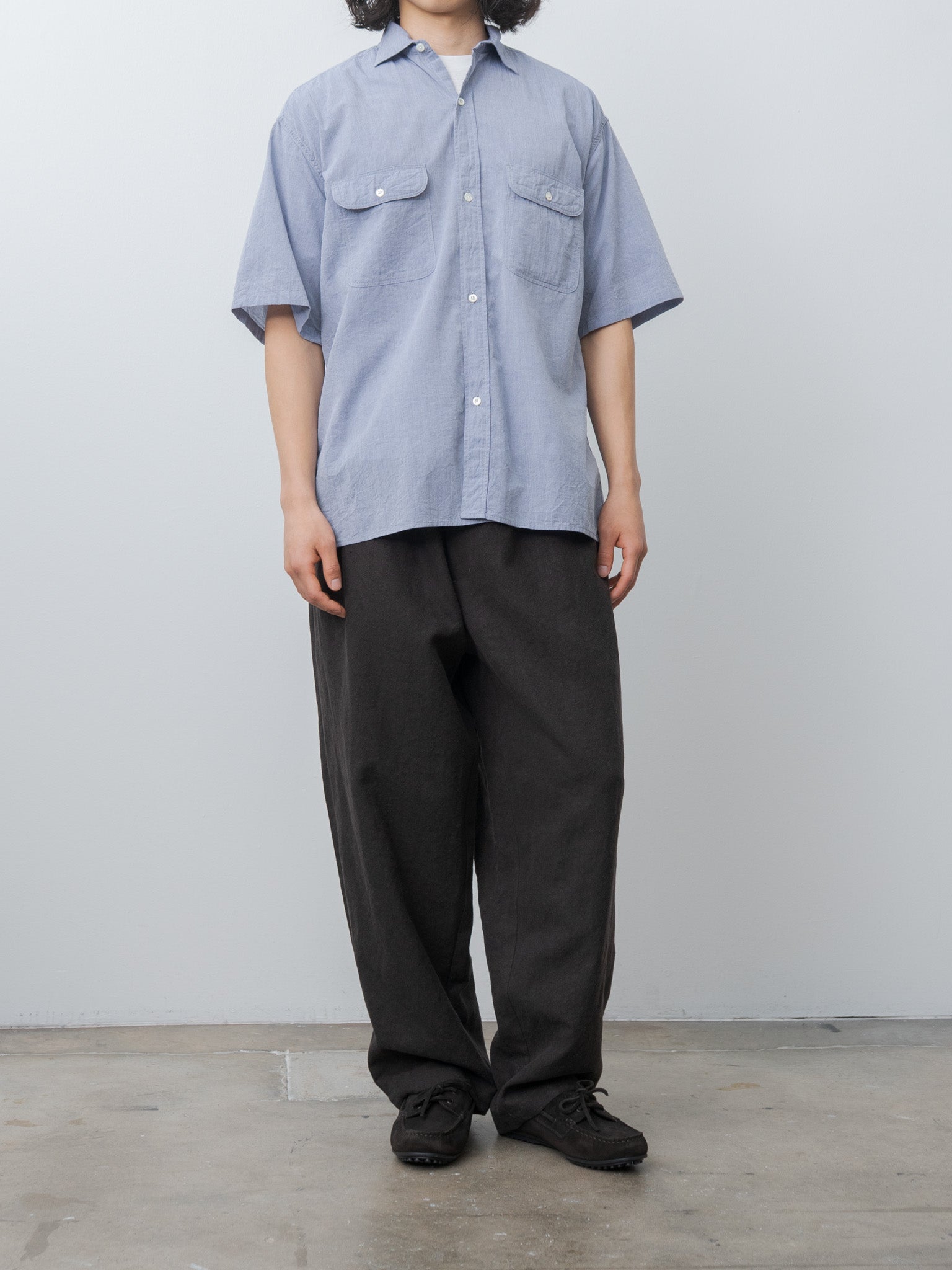 Namu Shop - Blurhms Hard Twist Chambray S/S Work Shirt - Saxe Blue