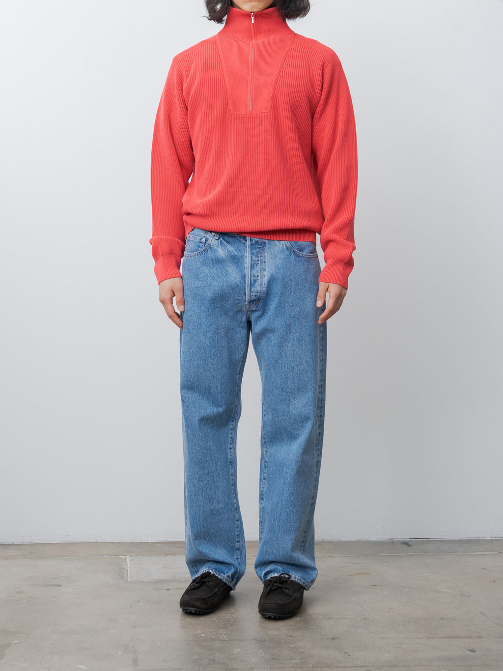 Namu Shop - Yleve Faded Stonewash KN Zip P/O - Faded Red