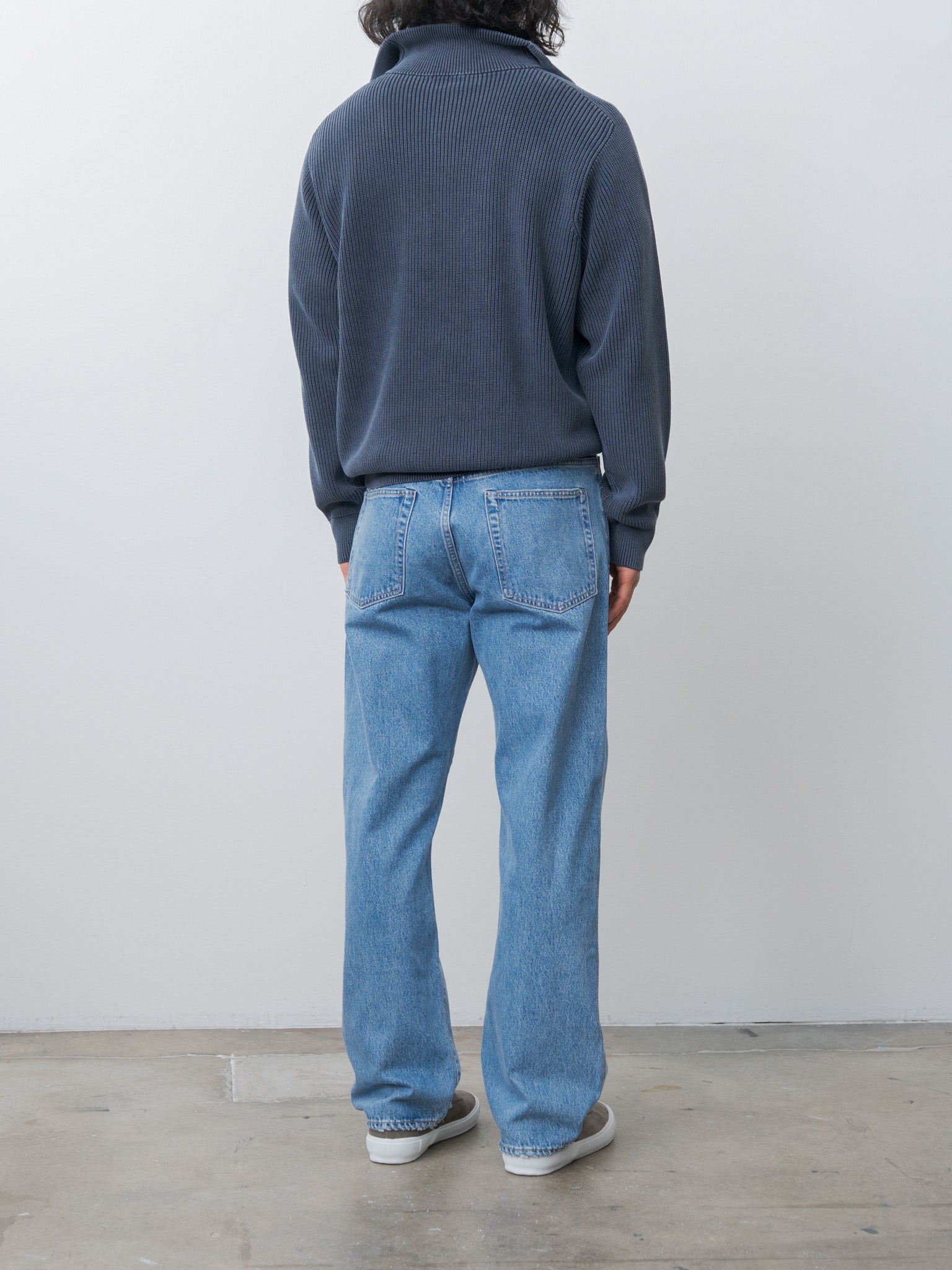 Namu Shop - Yleve Faded Stonewash KN Zip P/O - Faded Navy