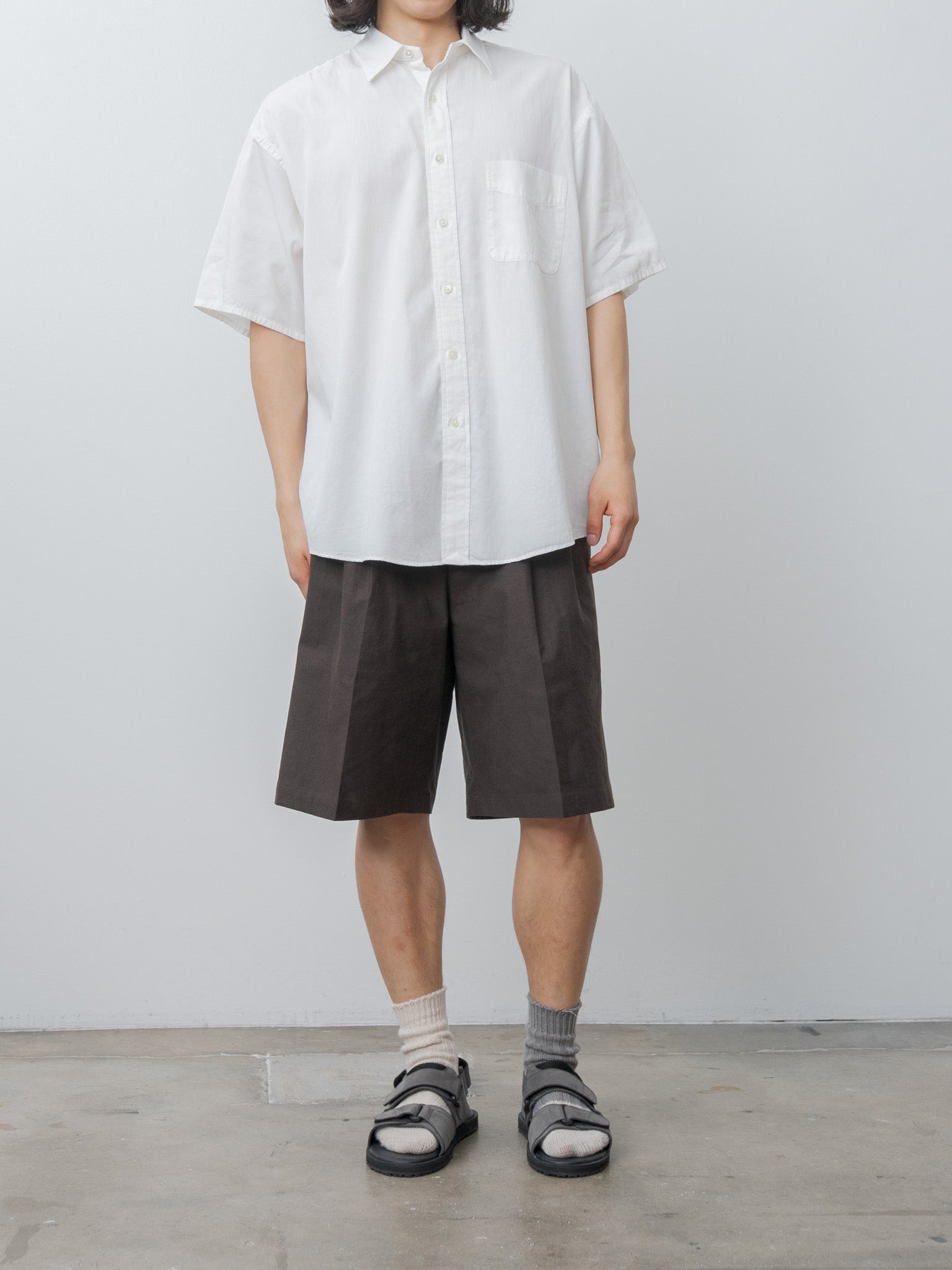 Namu Shop - Y Organic Cotton Washer Satin Short Sleeve SH - White
