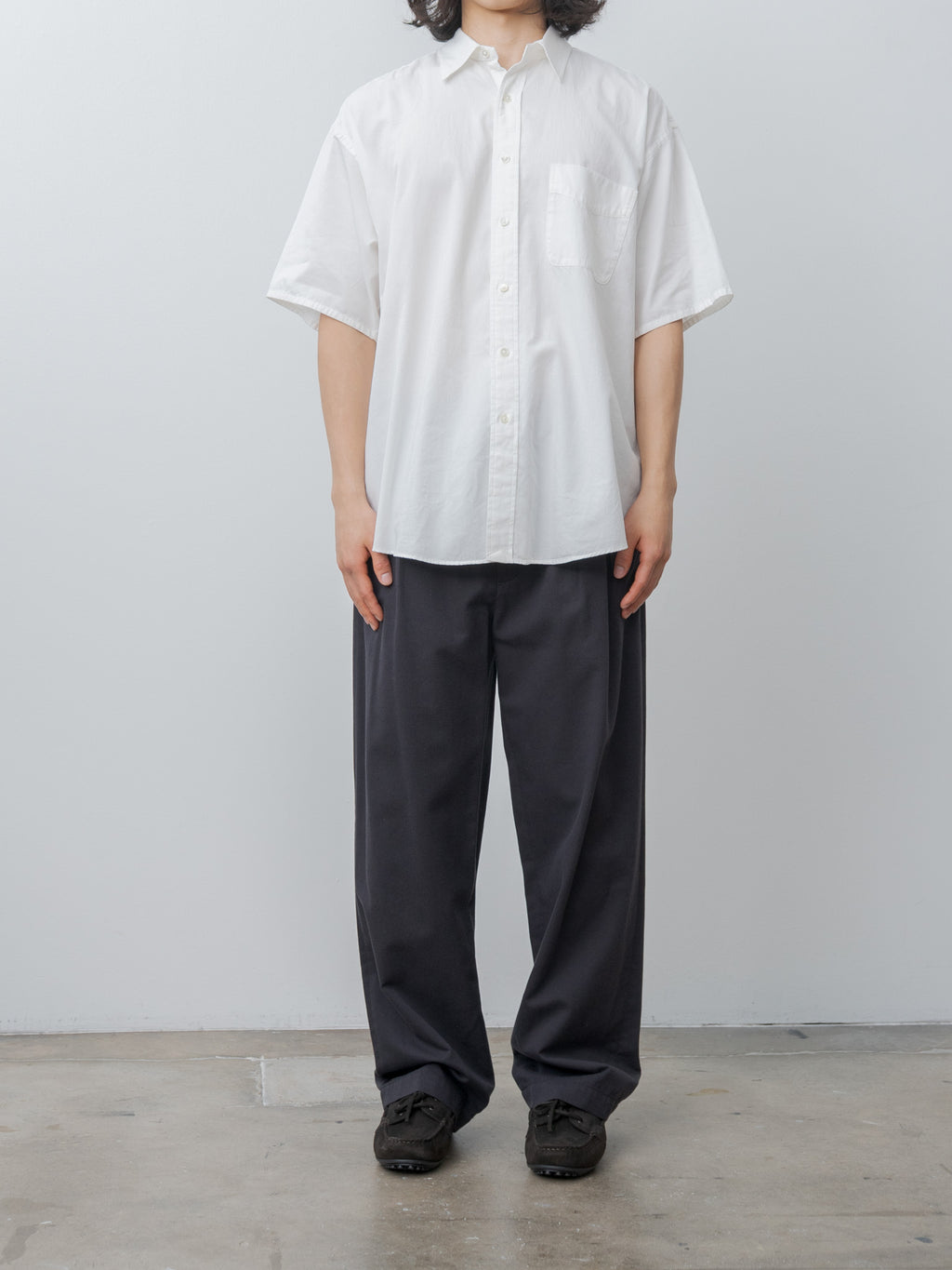 Namu Shop - Y Organic Cotton Washer Satin Short Sleeve SH - White
