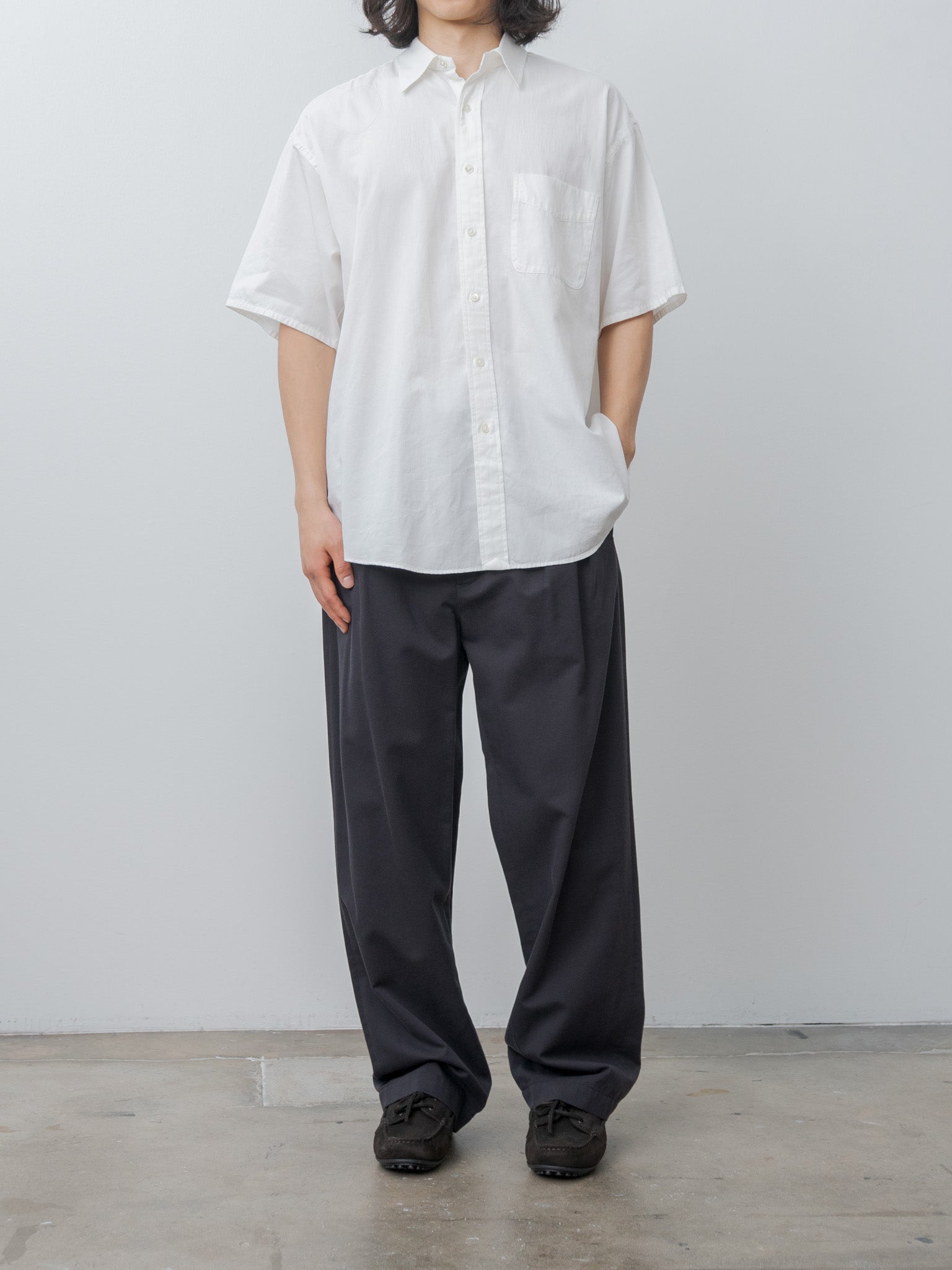 Namu Shop - Y Organic Cotton Washer Satin Short Sleeve SH - White