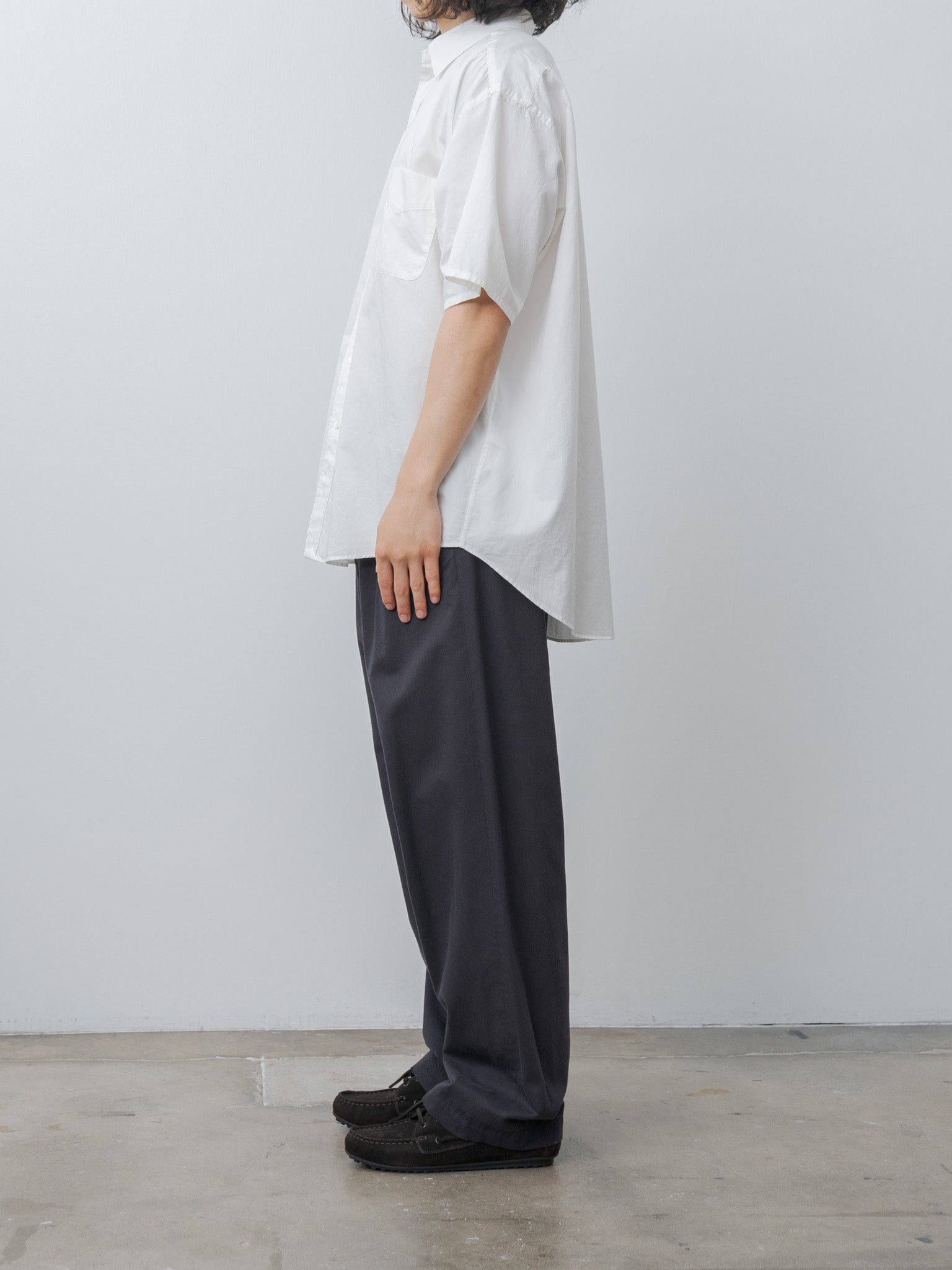 Namu Shop - Y Organic Cotton Washer Satin Short Sleeve SH - White