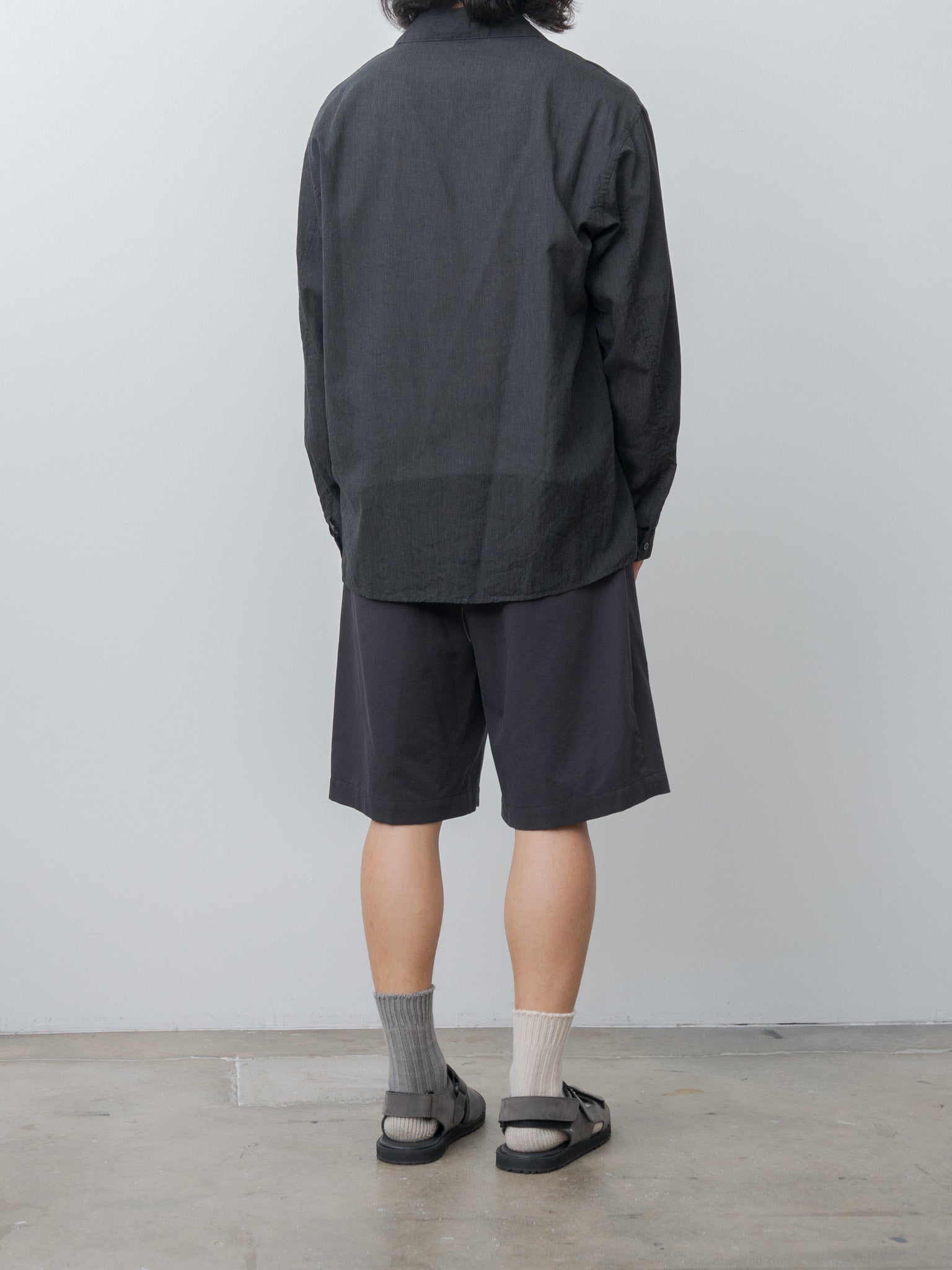 Namu Shop - Blurhms Silk-Co Voile L/S Open Collar Shirt - Heather Charcoal