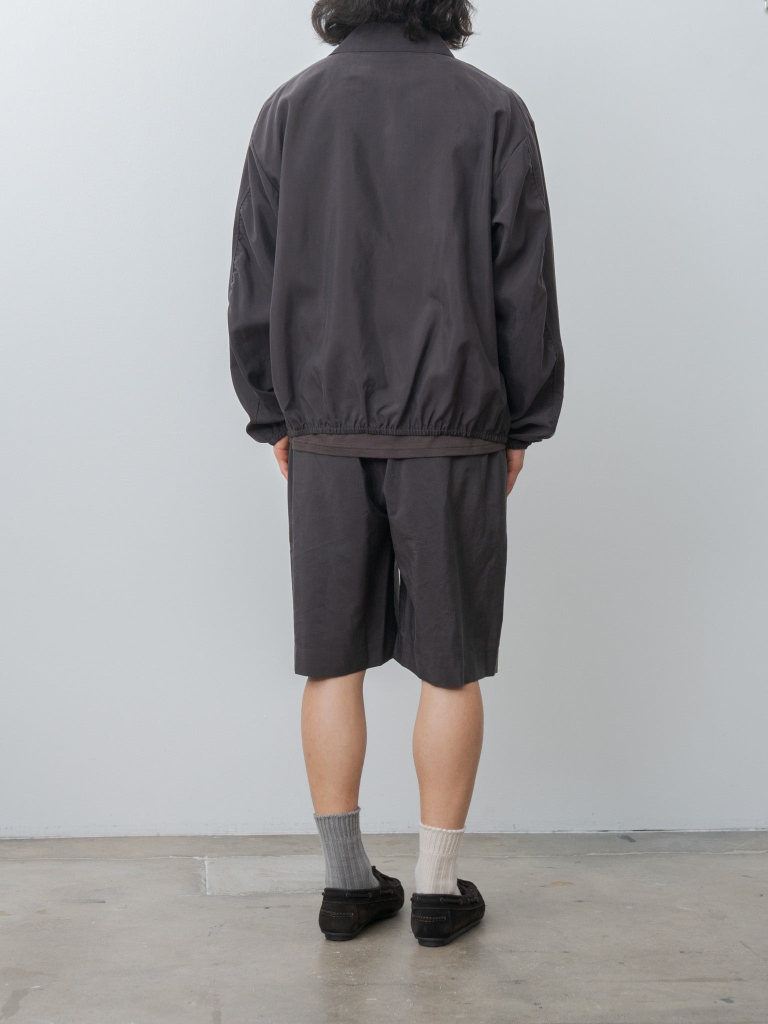 Namu Shop - ssstein Silk Nylon Collared Zip Jacket - Charcoal Brown