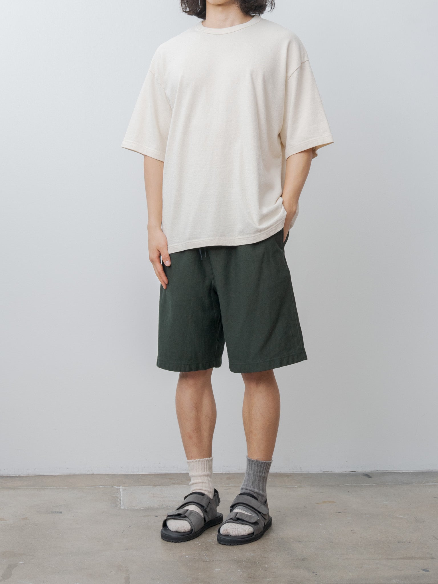 Namu Shop - Blurhms Thin Sweat Shorts - Dark Green
