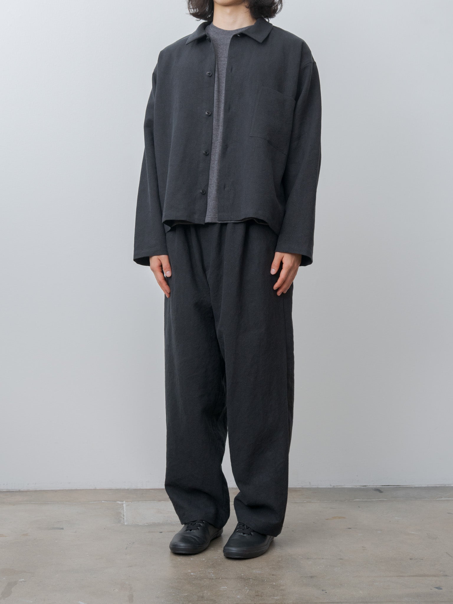 Namu Shop - Yleve T/C Slub Yarn Jersey Pocket T - Charcoal