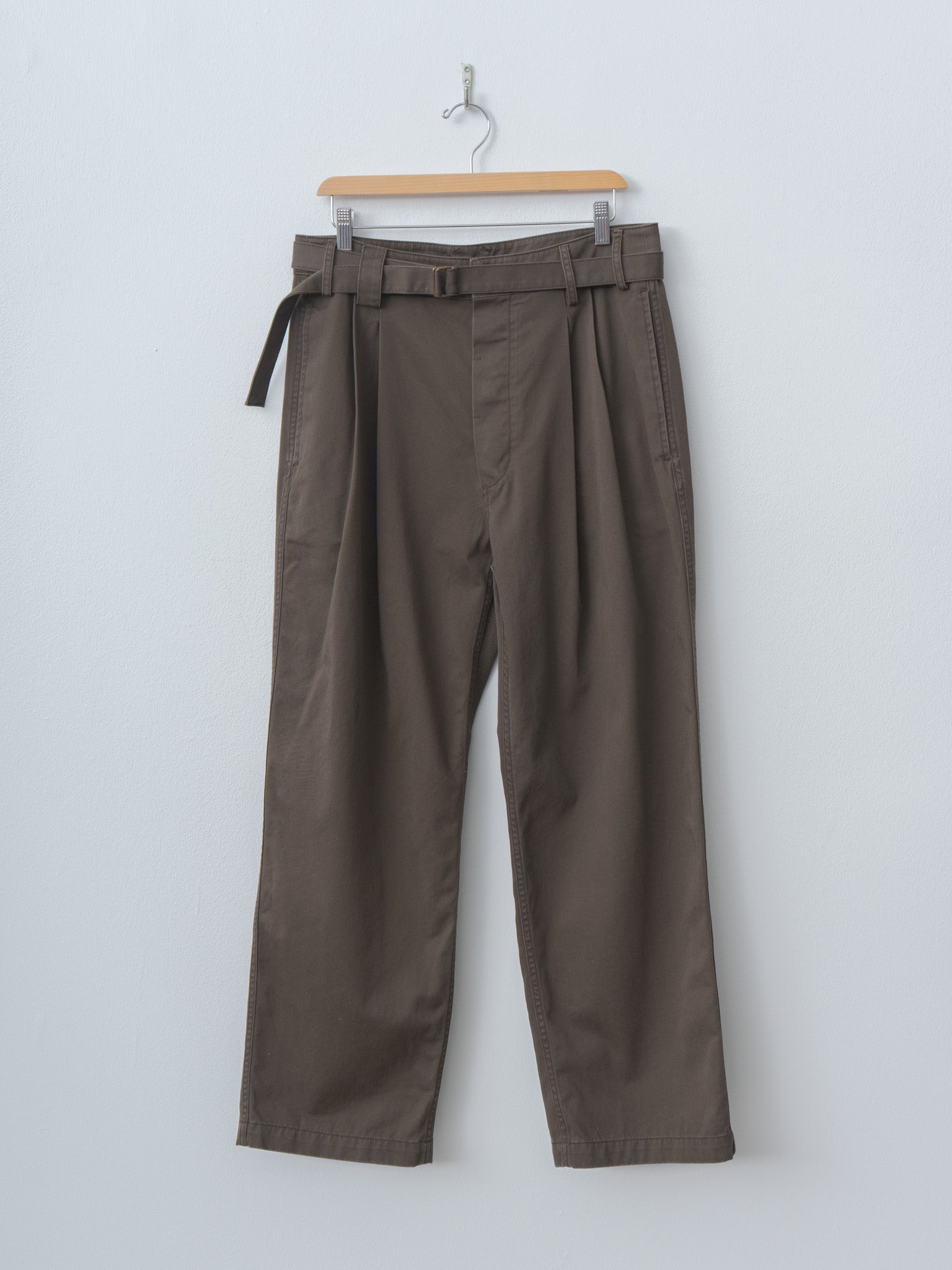 Namu Shop - Document Combed Cotton Belted Chino Pants - Brown