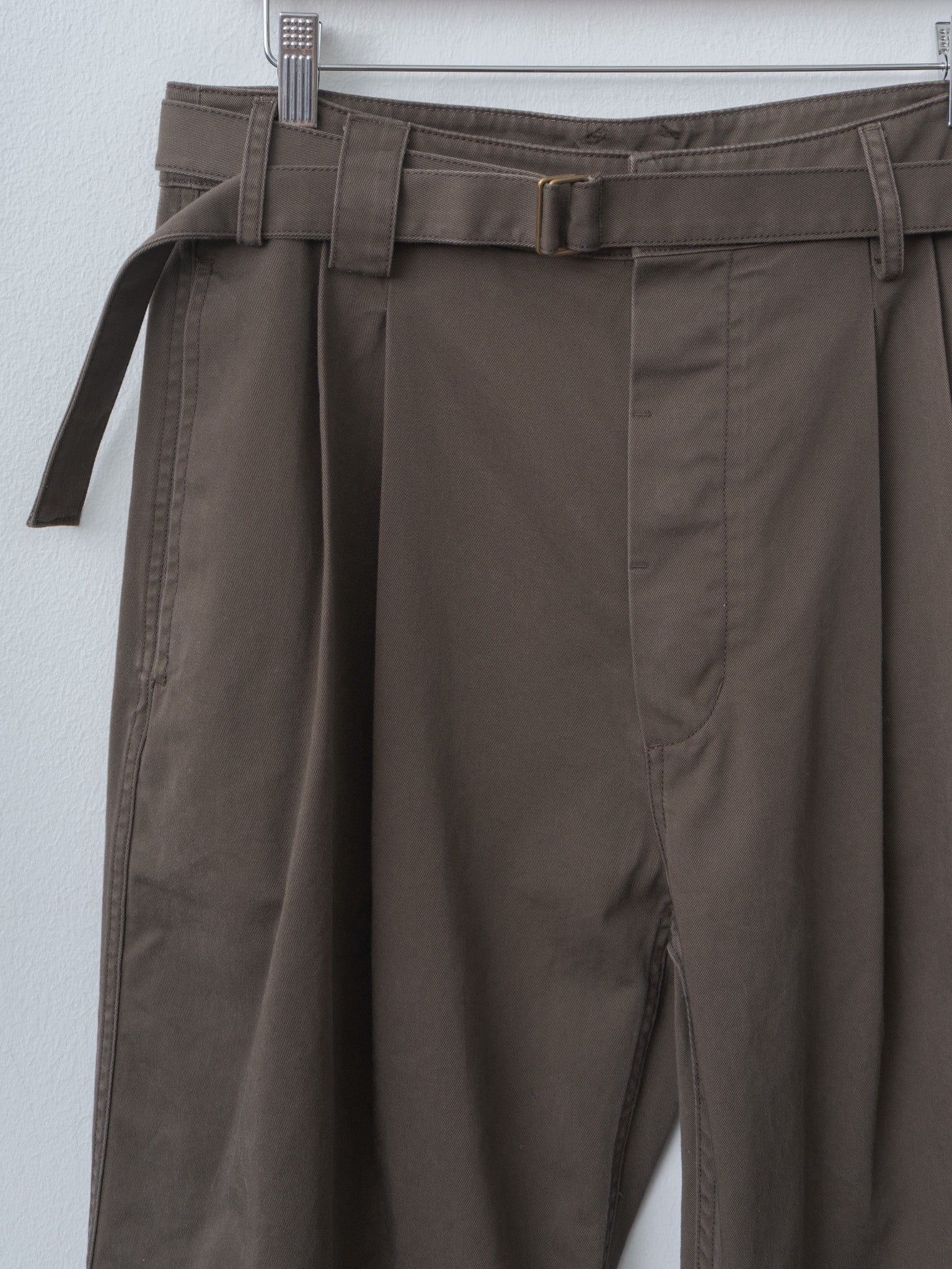 Namu Shop - Document Combed Cotton Belted Chino Pants - Brown