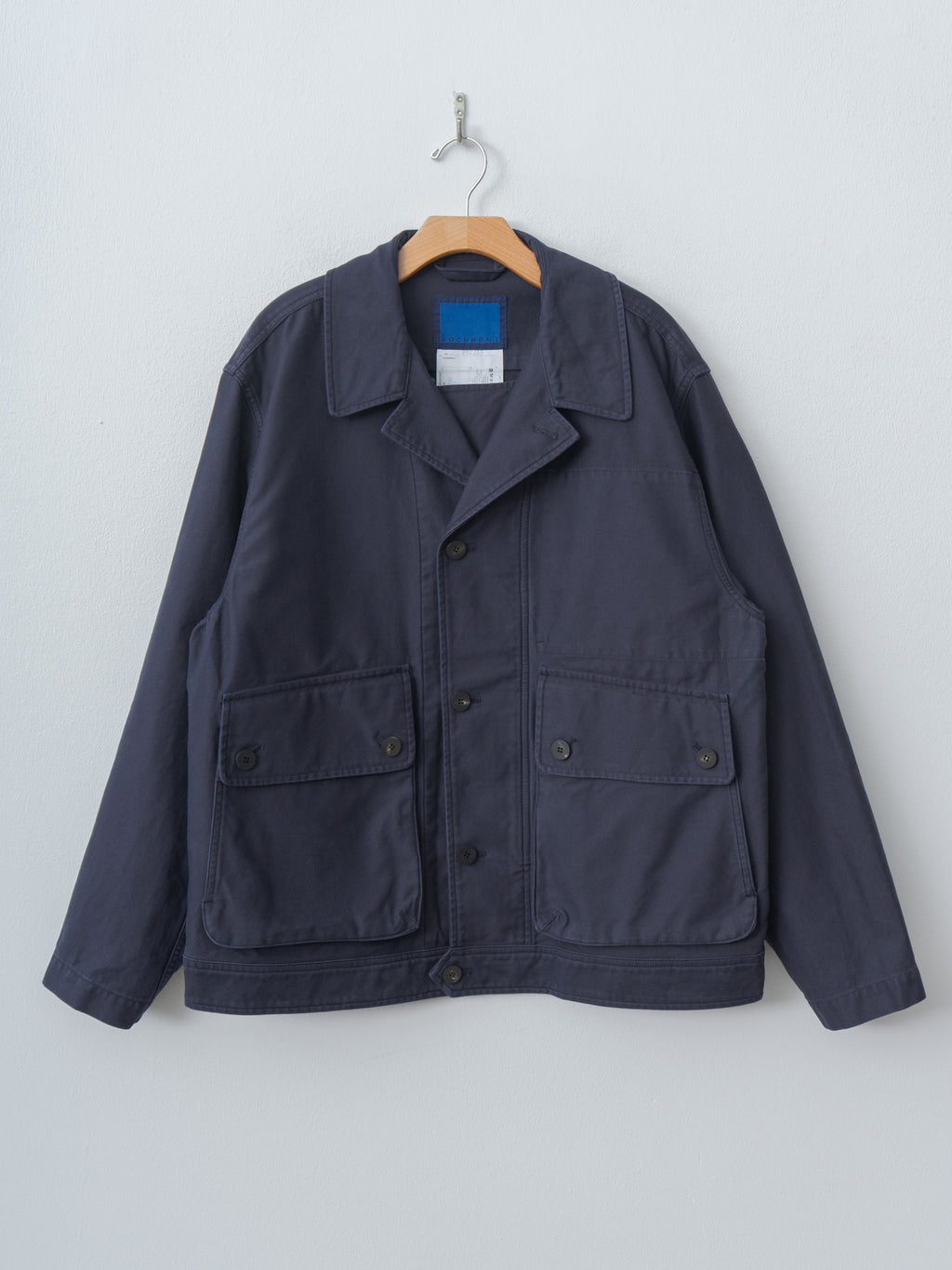 Namu Shop - Document Sulfur-Dyed Back Satin Big Pocket Jacket - Navy