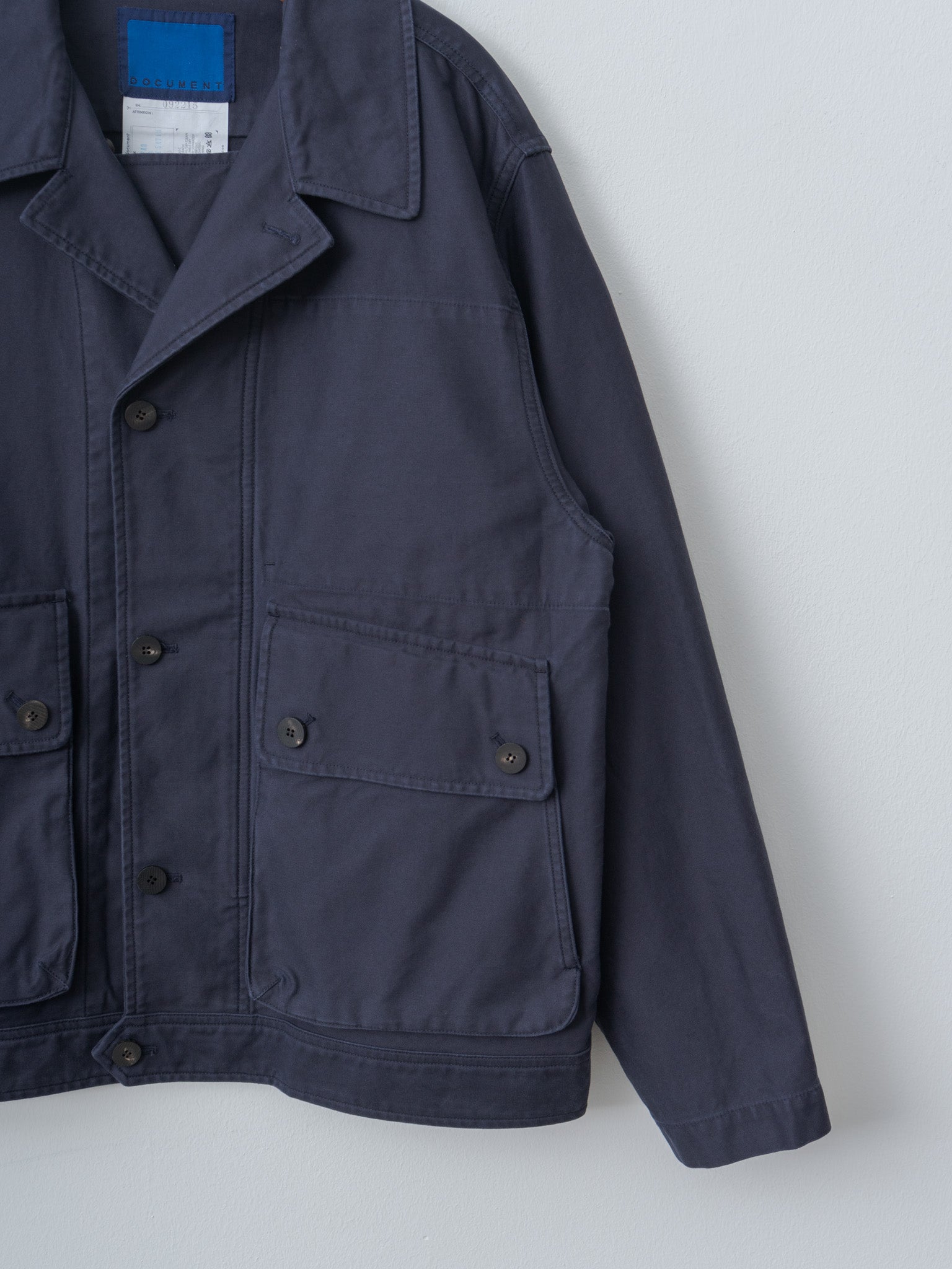 Namu Shop - Document Sulfur-Dyed Back Satin Big Pocket Jacket - Navy