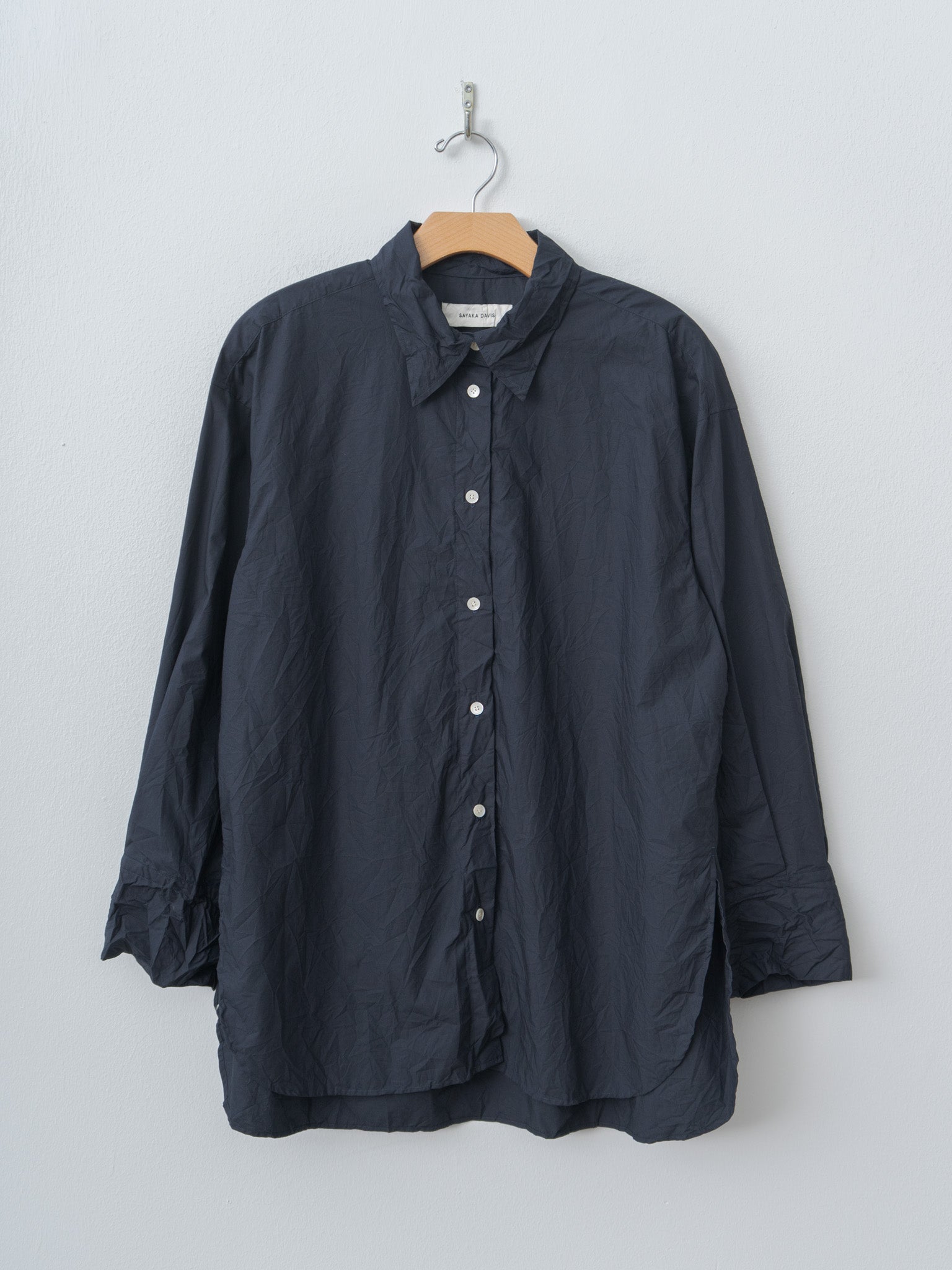 Namu Shop - Sayaka Davis Crinkled Oversized Shirt - Navy