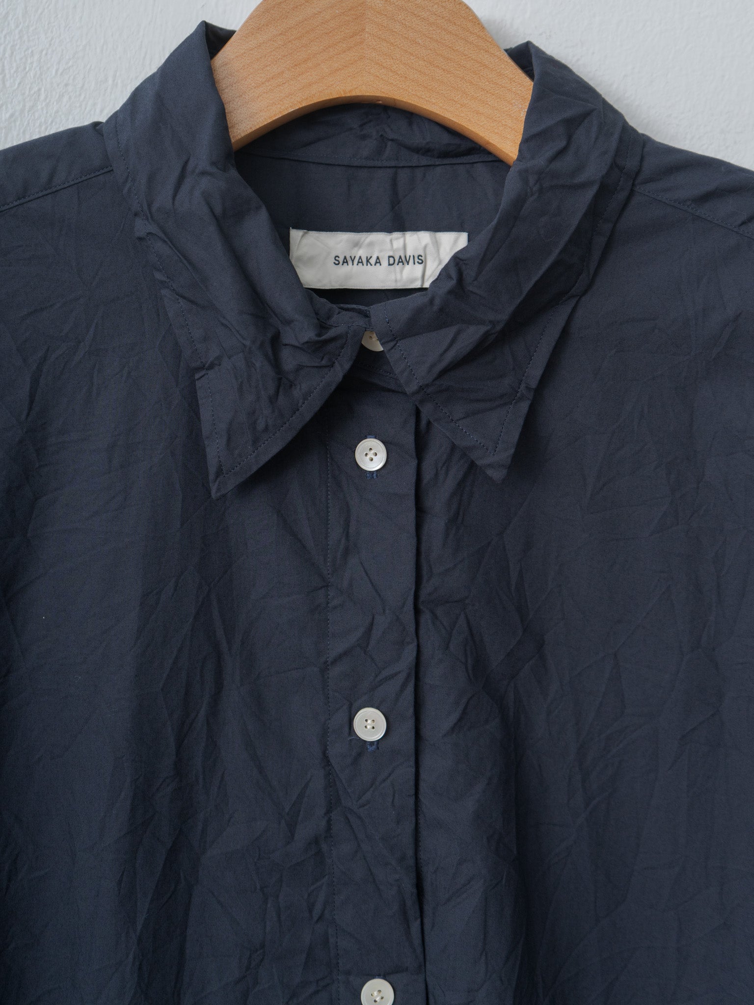 Namu Shop - Sayaka Davis Crinkled Oversized Shirt - Navy