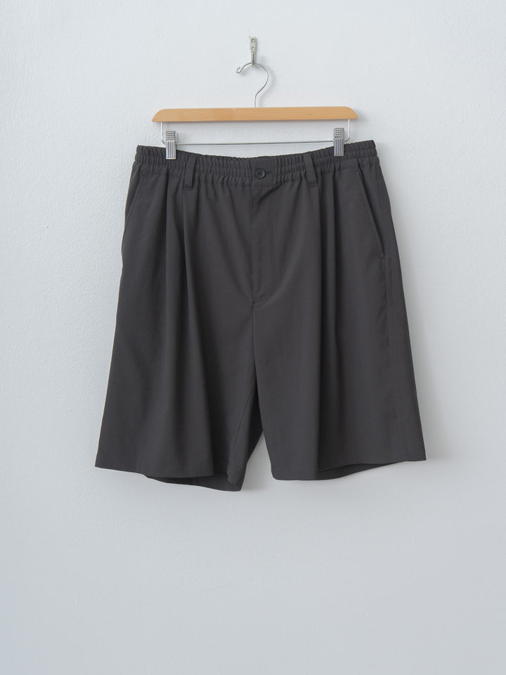 Namu Shop - Yoke Wool Washer Tropical 2Pleated Easy Shorts - Carbon