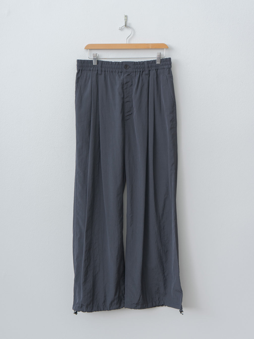 Namu Shop - Yoke Silk Nylon 2Pleated Easy Pants - Dusty Navy