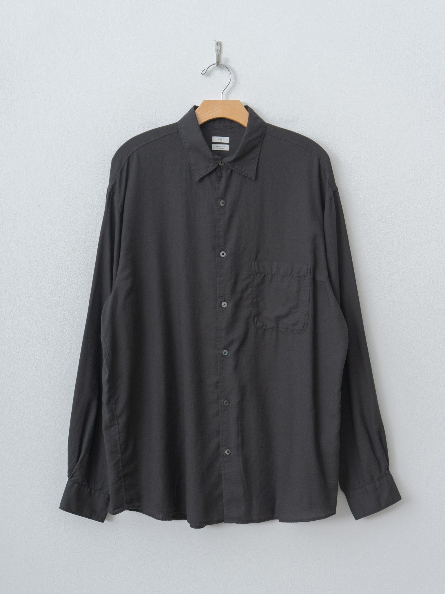 Namu Shop - Yoke Cotton Silk Twill Garment-dyed Loose Shirt - Carbon