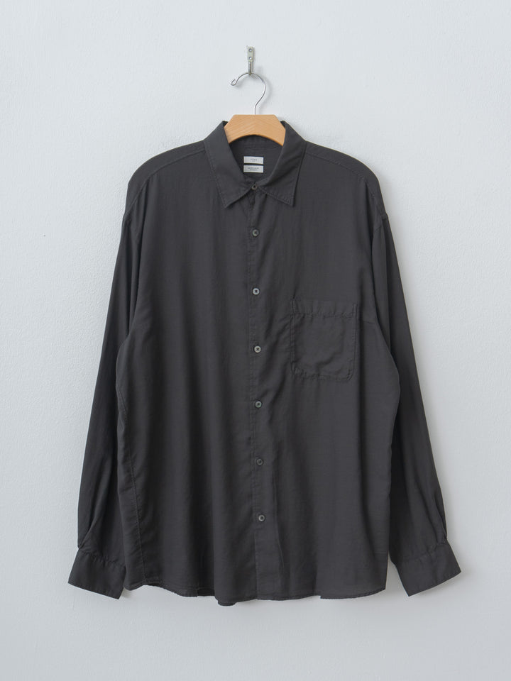Namu Shop - Yoke Cotton Silk Twill Garment-dyed Loose Shirt - Carbon