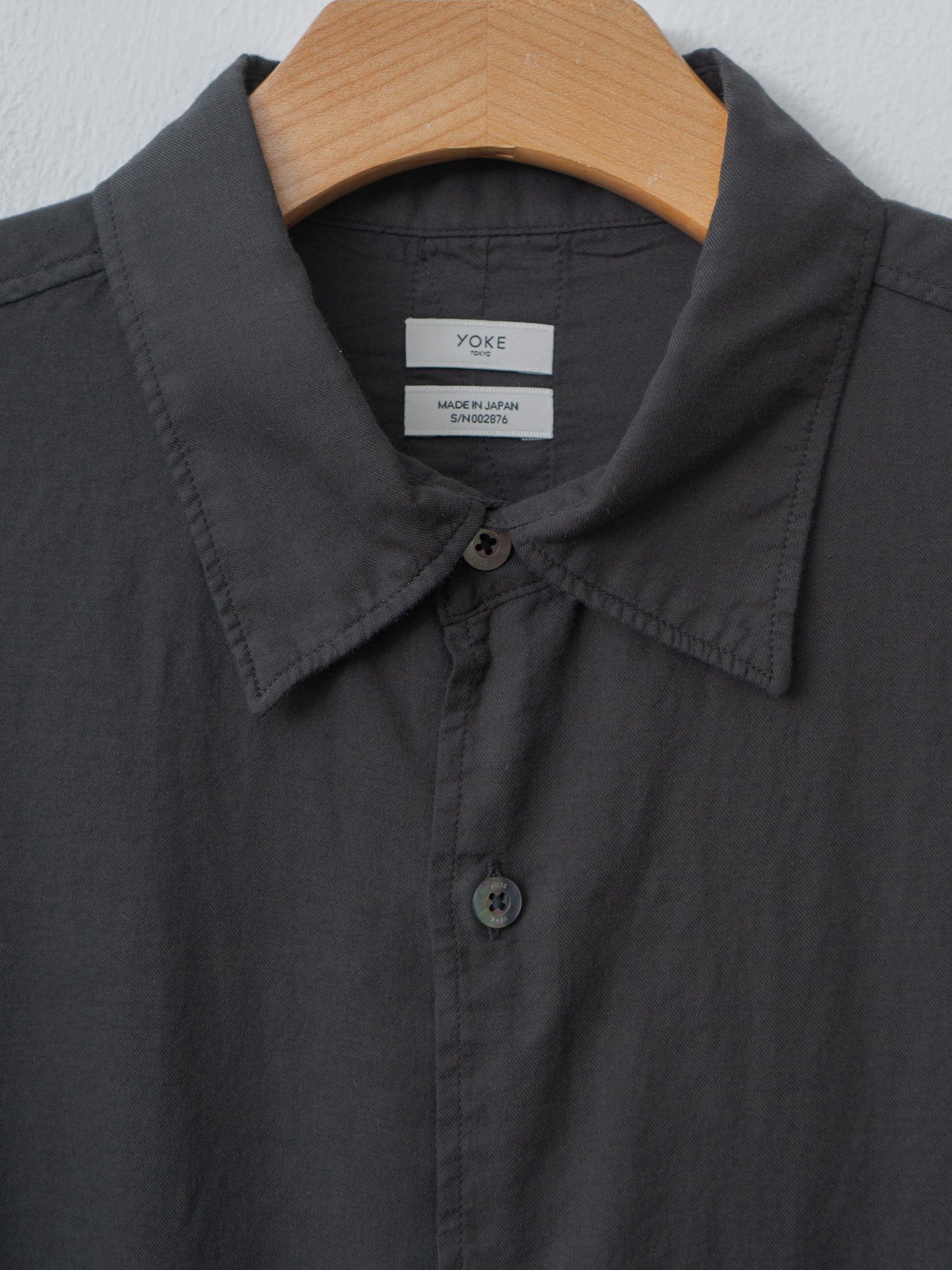 Namu Shop - Yoke Cotton Silk Twill Garment-dyed Loose Shirt - Carbon