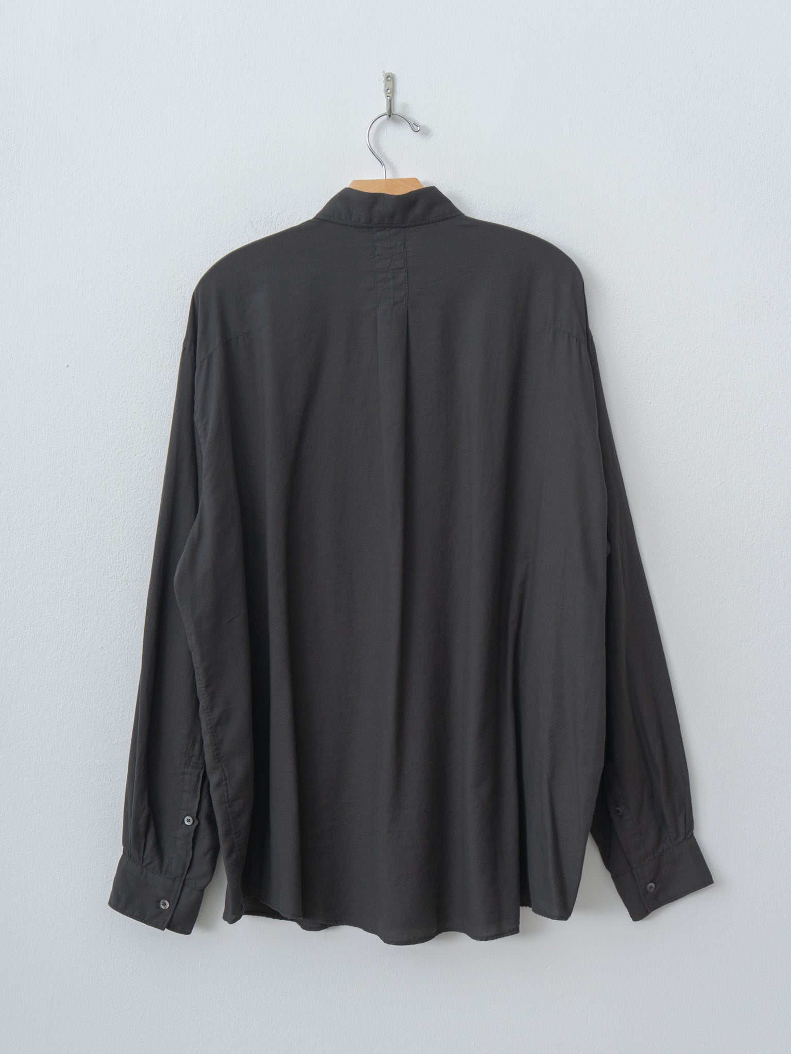 Namu Shop - Yoke Cotton Silk Twill Garment-dyed Loose Shirt - Carbon