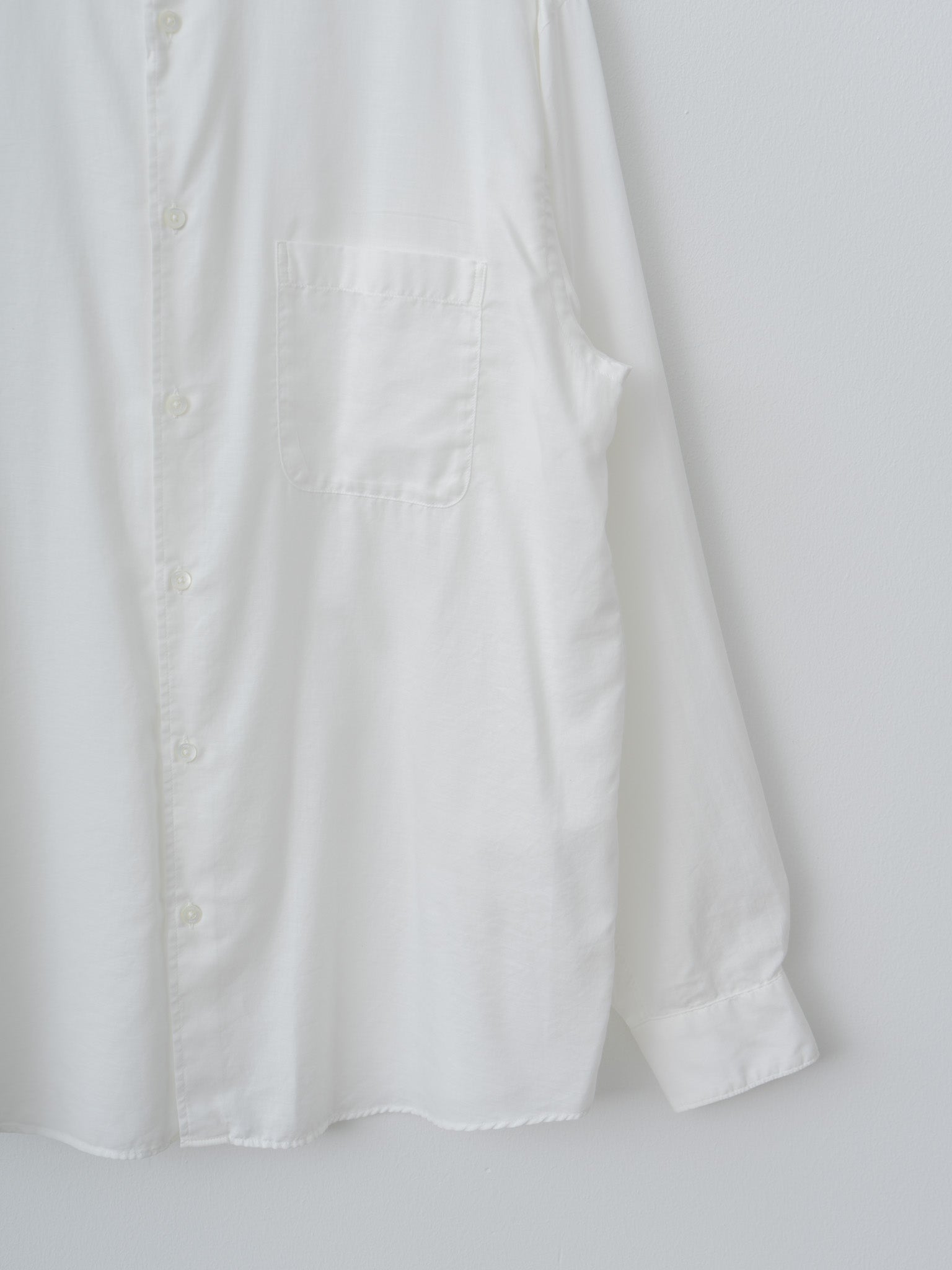 Namu Shop - Yoke Cotton Silk Twill Garment-dyed Loose Shirt - White