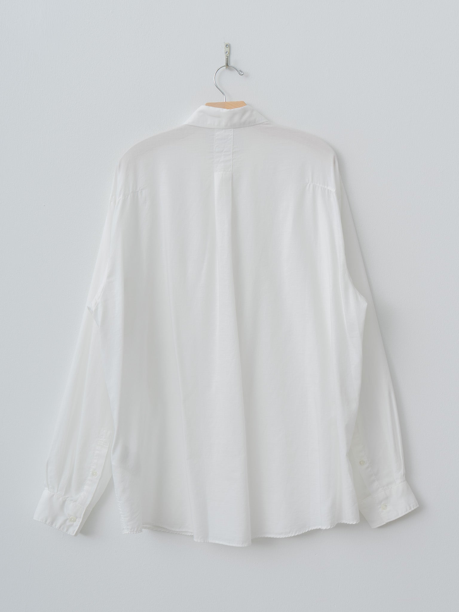 Namu Shop - Yoke Cotton Silk Twill Garment-dyed Loose Shirt - White