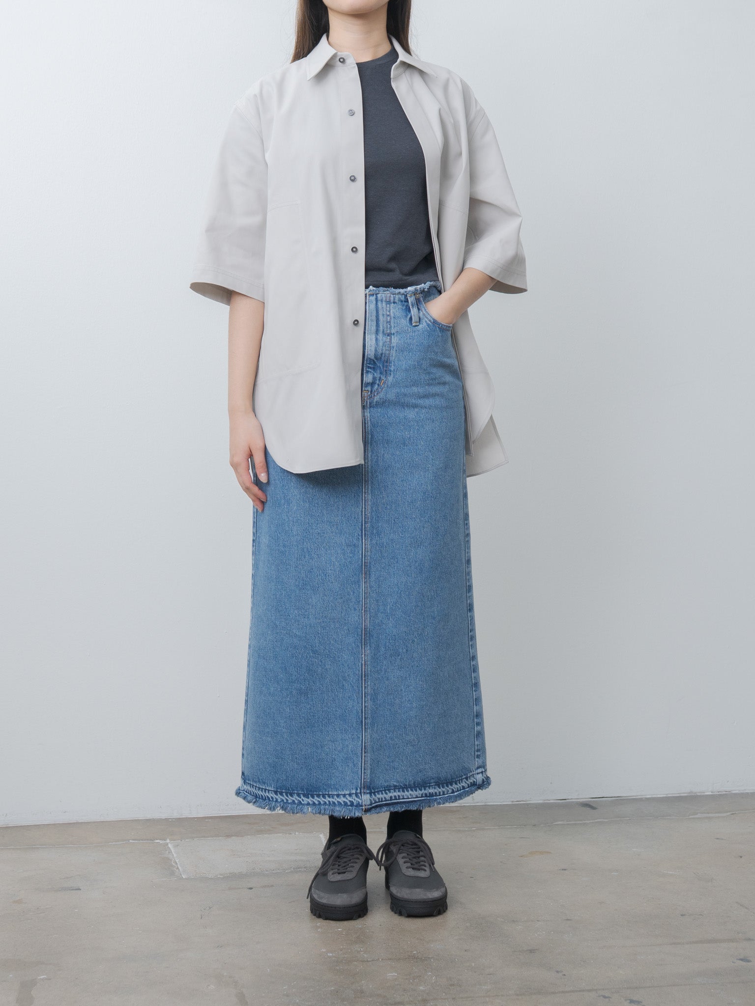 Namu Shop - Yleve T/C Slub Yarn Jersey T - Blue Grey
