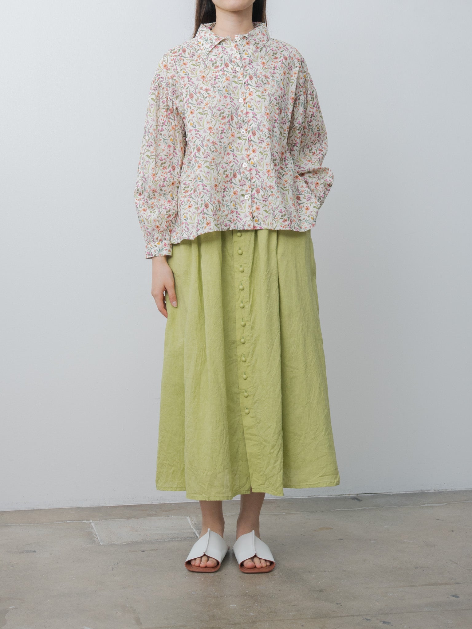 Namu Shop - Ichi Antiquites French Linen Skirt - Pistachio
