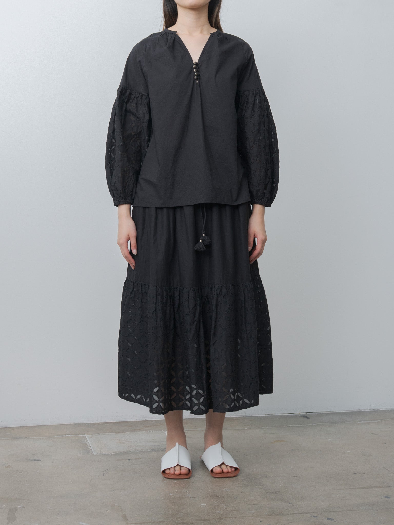 Namu Shop - Ichi Antiquites India Reverse Appliqué Skirt - Black