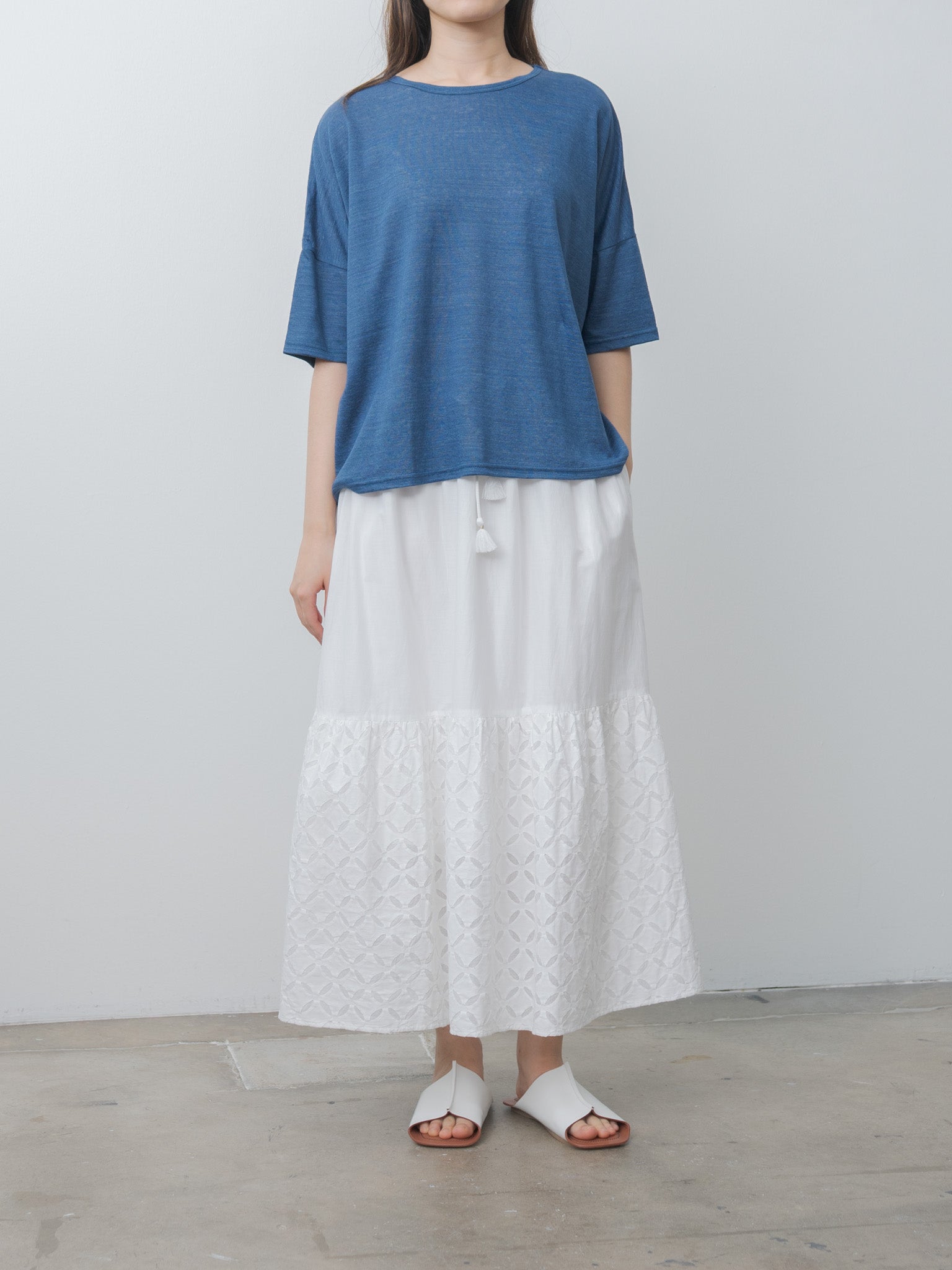 Namu Shop - Ichi Antiquites Short Sleeve Pullover - Blue