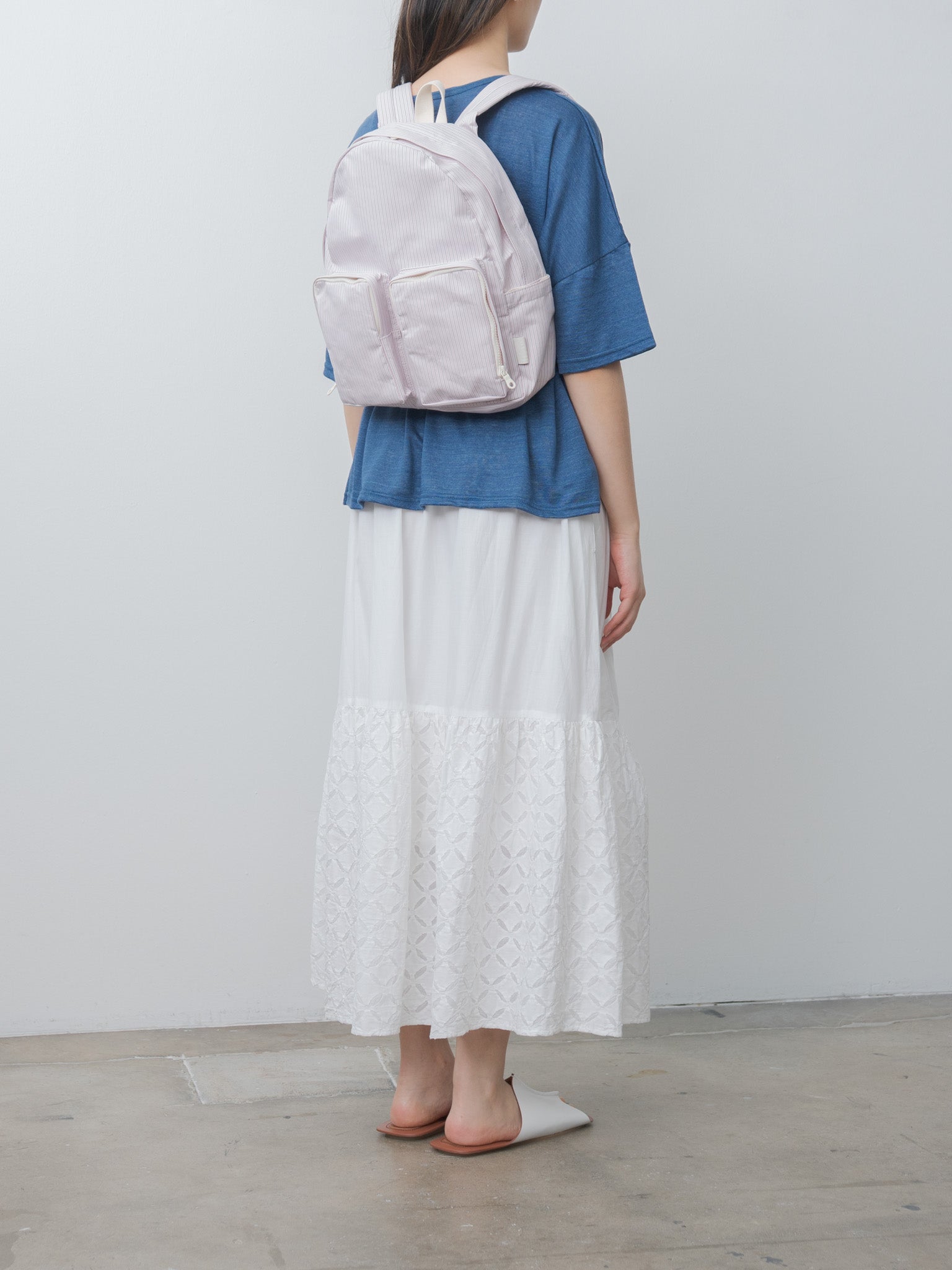 Namu Shop - Amiacalva Cotton Polyester Backpack S - Stripe Pink