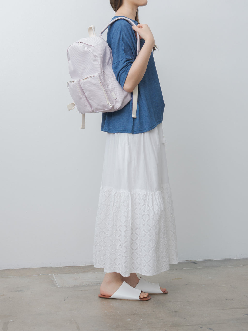 Namu Shop - Amiacalva Cotton Polyester Backpack S - Stripe Pink