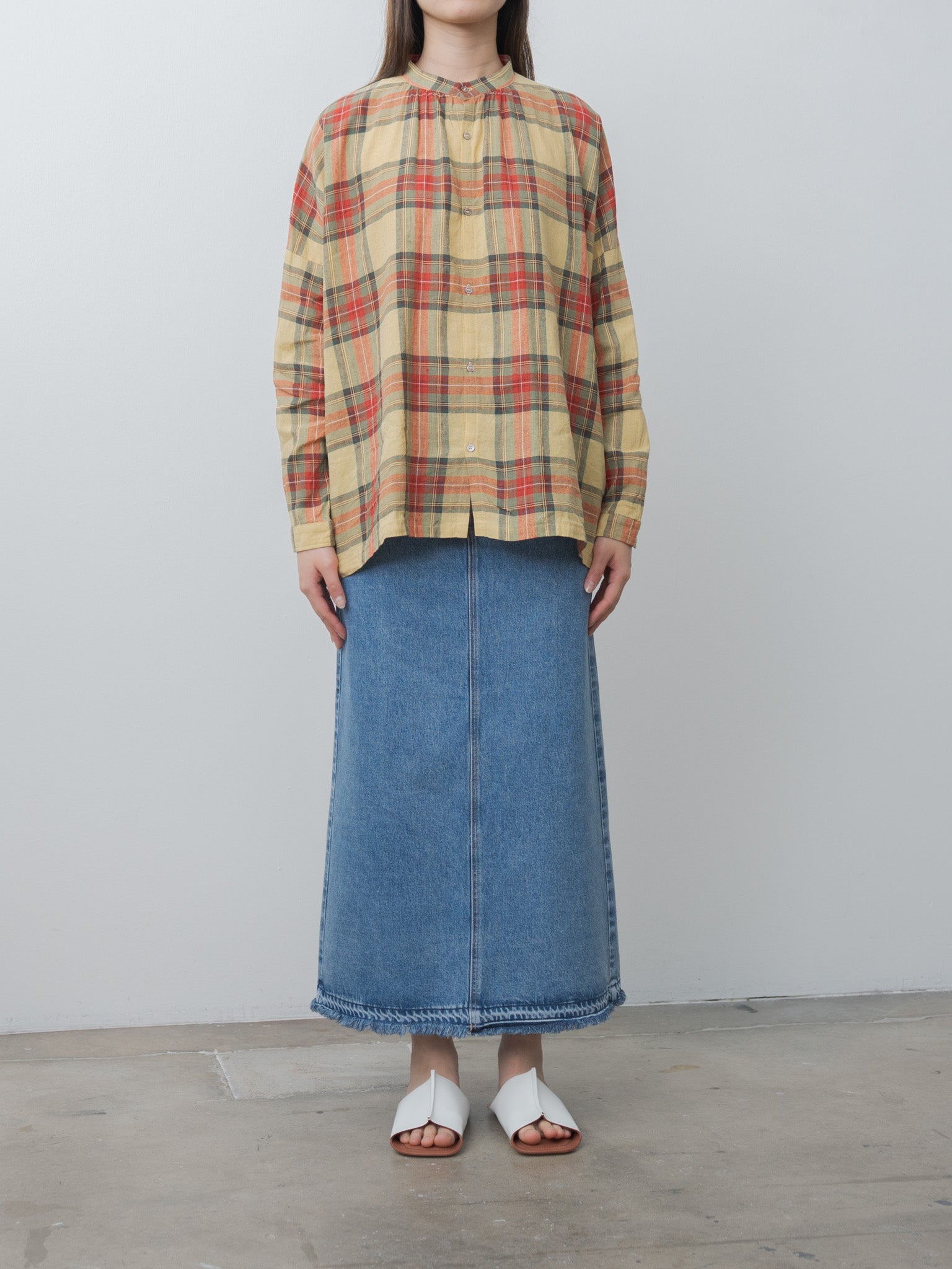 Namu Shop - Ichi Antiquites Tartan Shirt - Butter Yellow