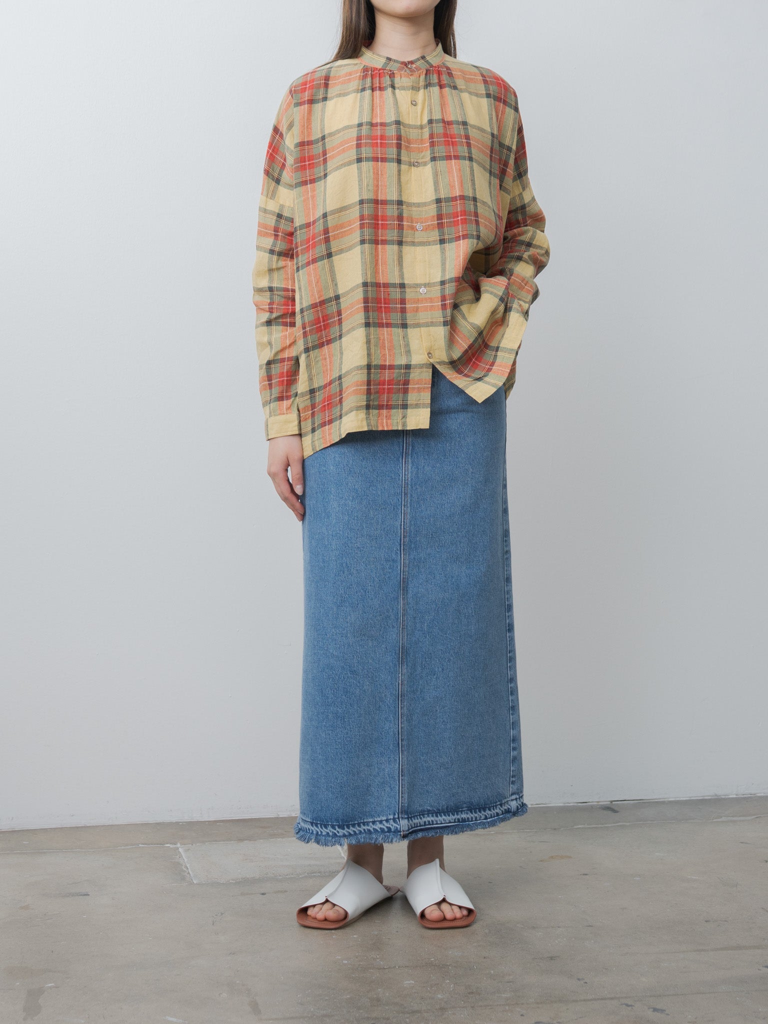 Namu Shop - Ichi Antiquites Tartan Shirt - Butter Yellow