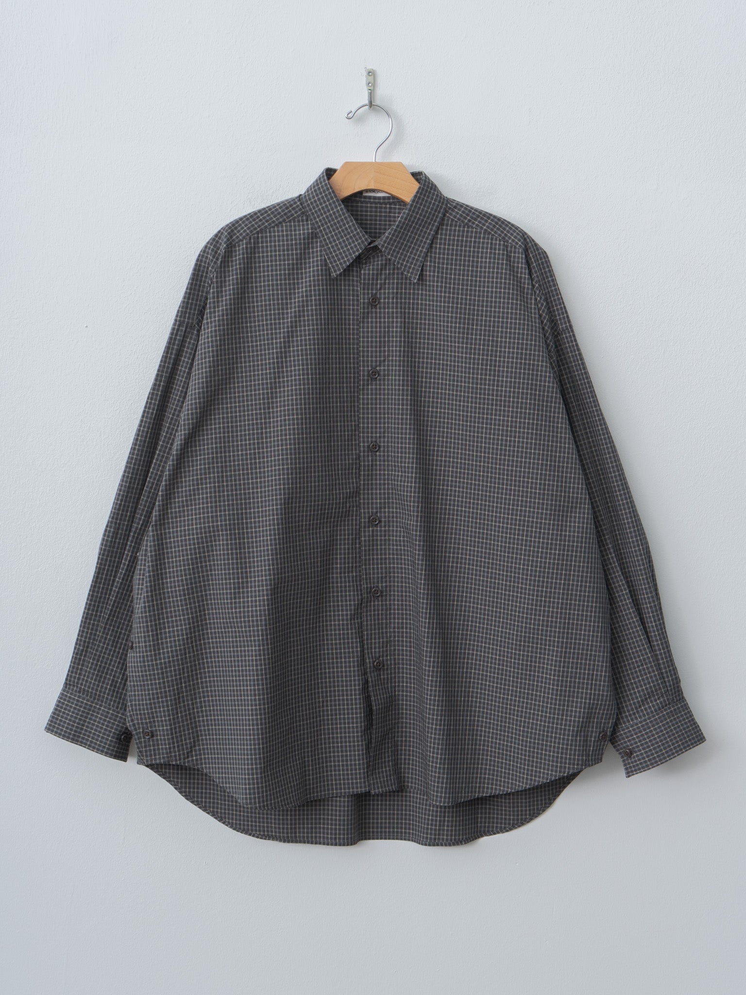 Namu Shop - Inscrire Cotton Check Cape Shirt - Black