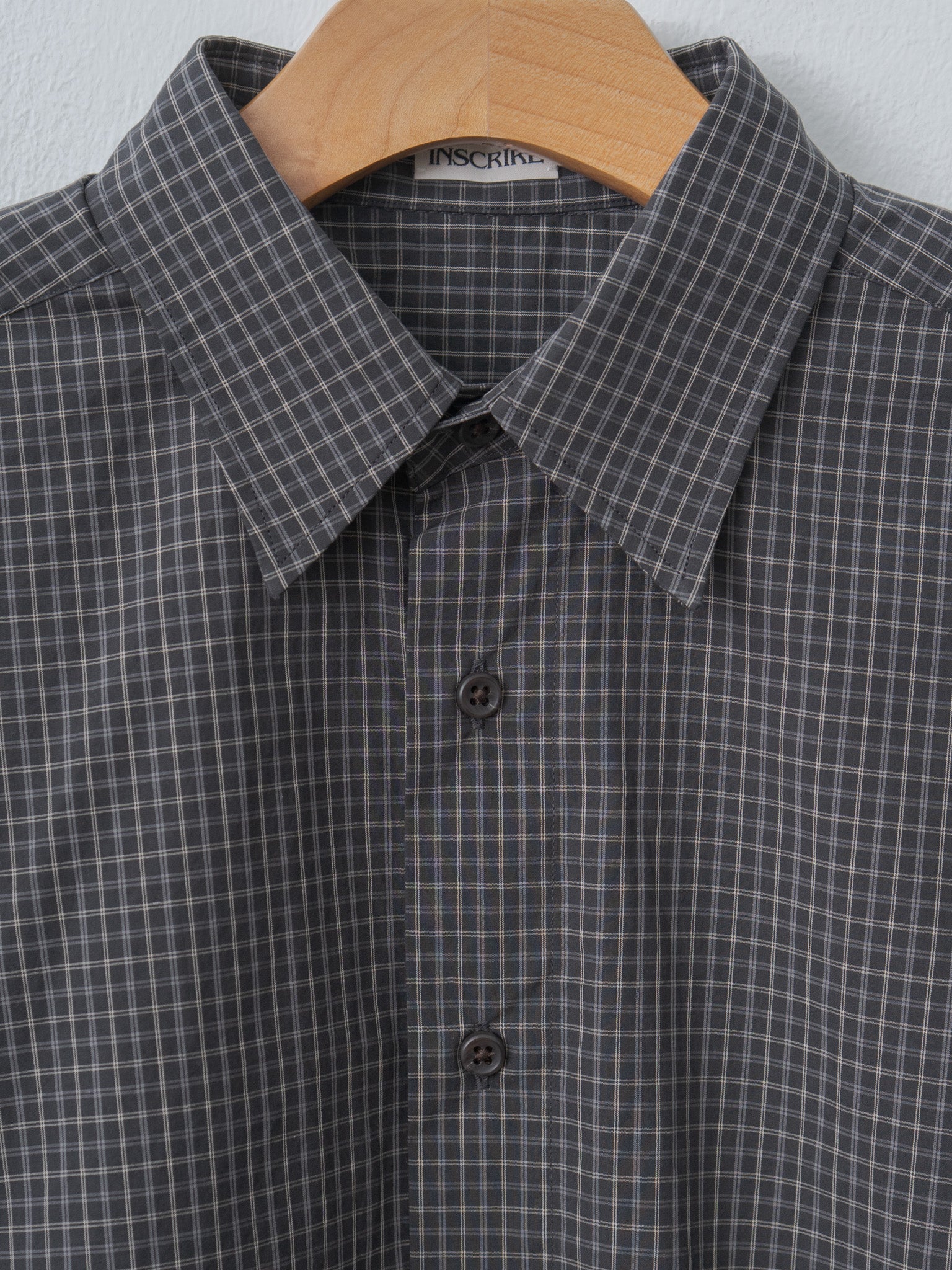 Namu Shop - Inscrire Cotton Check Cape Shirt - Black