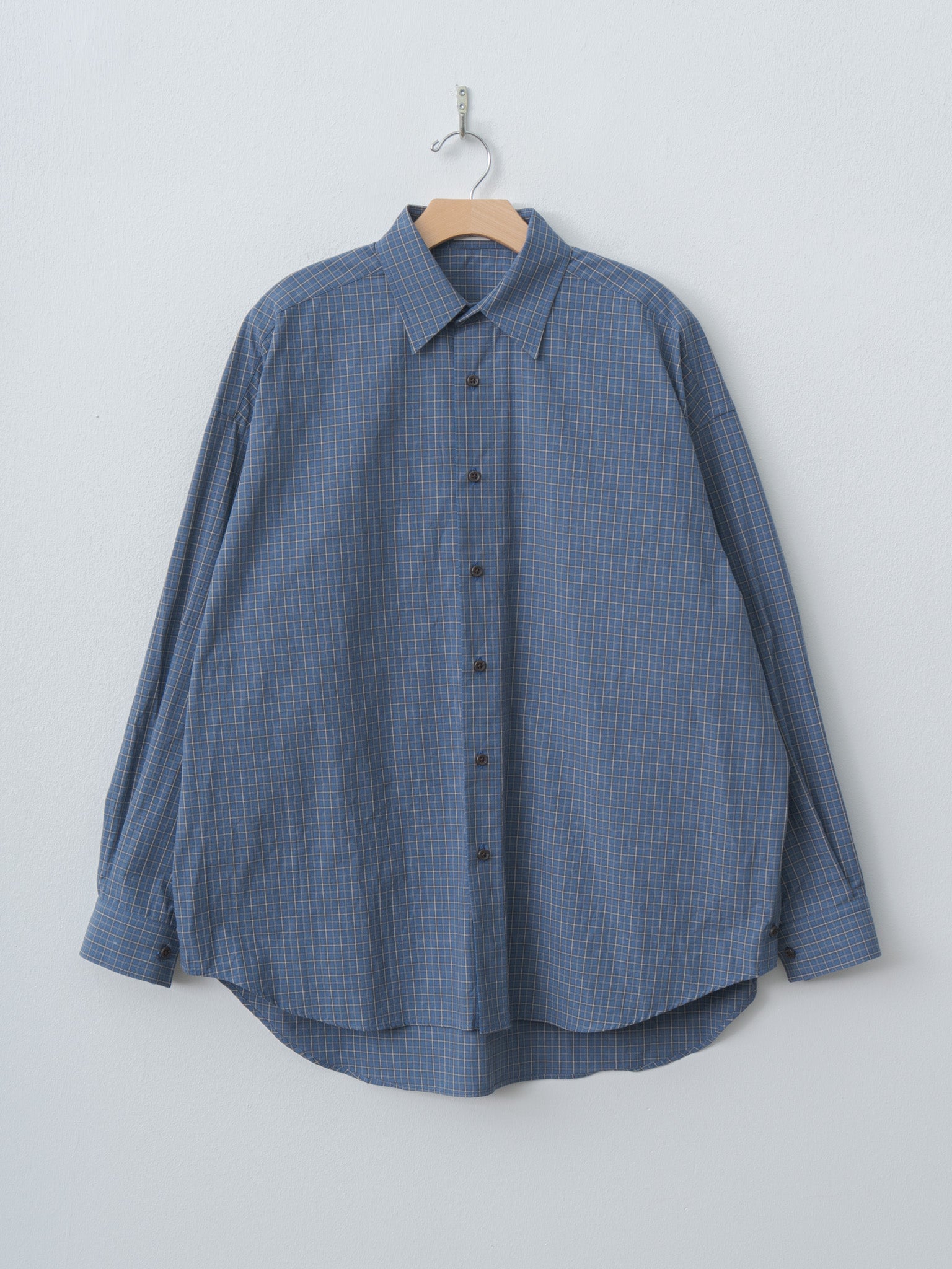 Namu Shop - Inscrire Cotton Check Cape Shirt - Blue